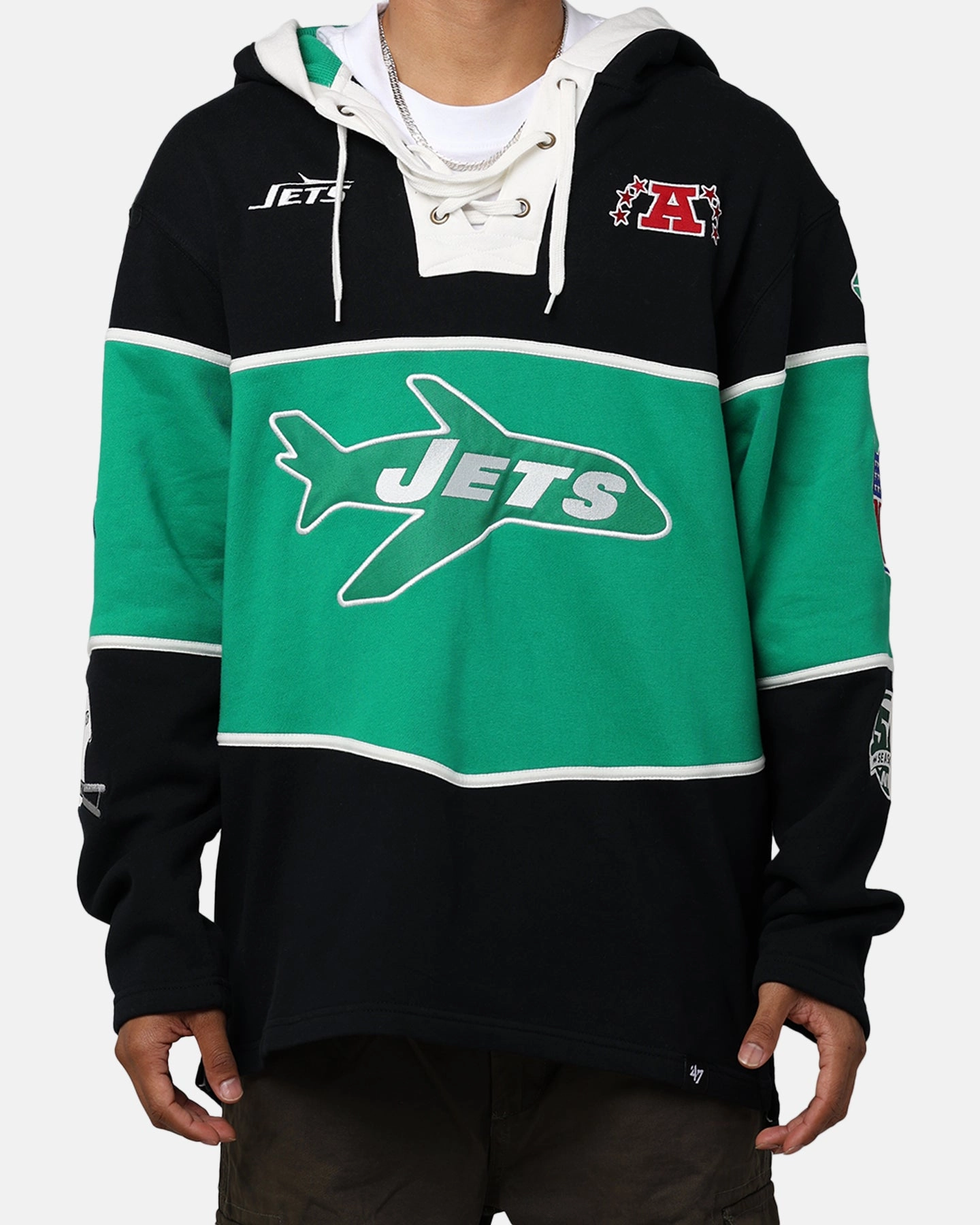 47 Brand New York Jets Super Bowl Gridiron Lacer Hoodie Jet Black