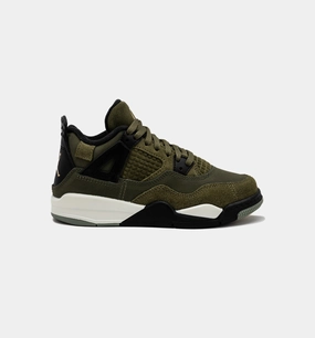 Air Jordan 4 Retro Craft Olive Preschool Lifestyle Shoe - Medium Olive/Black