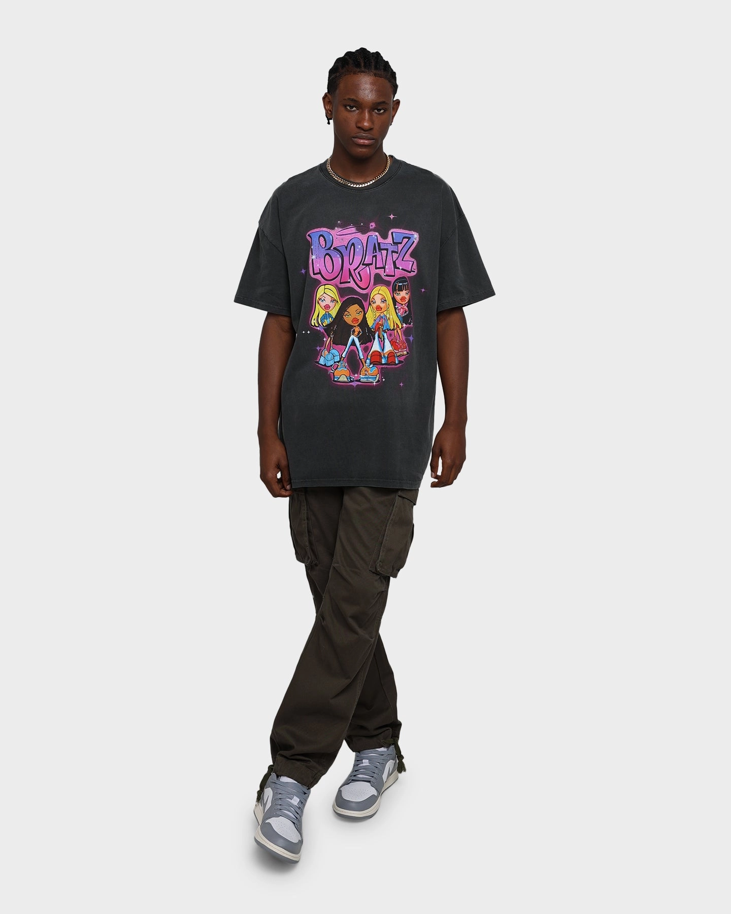 American Thrift X Bratz Bratz Logo Group Heavyweight Vintage T-Shirt Black Wash