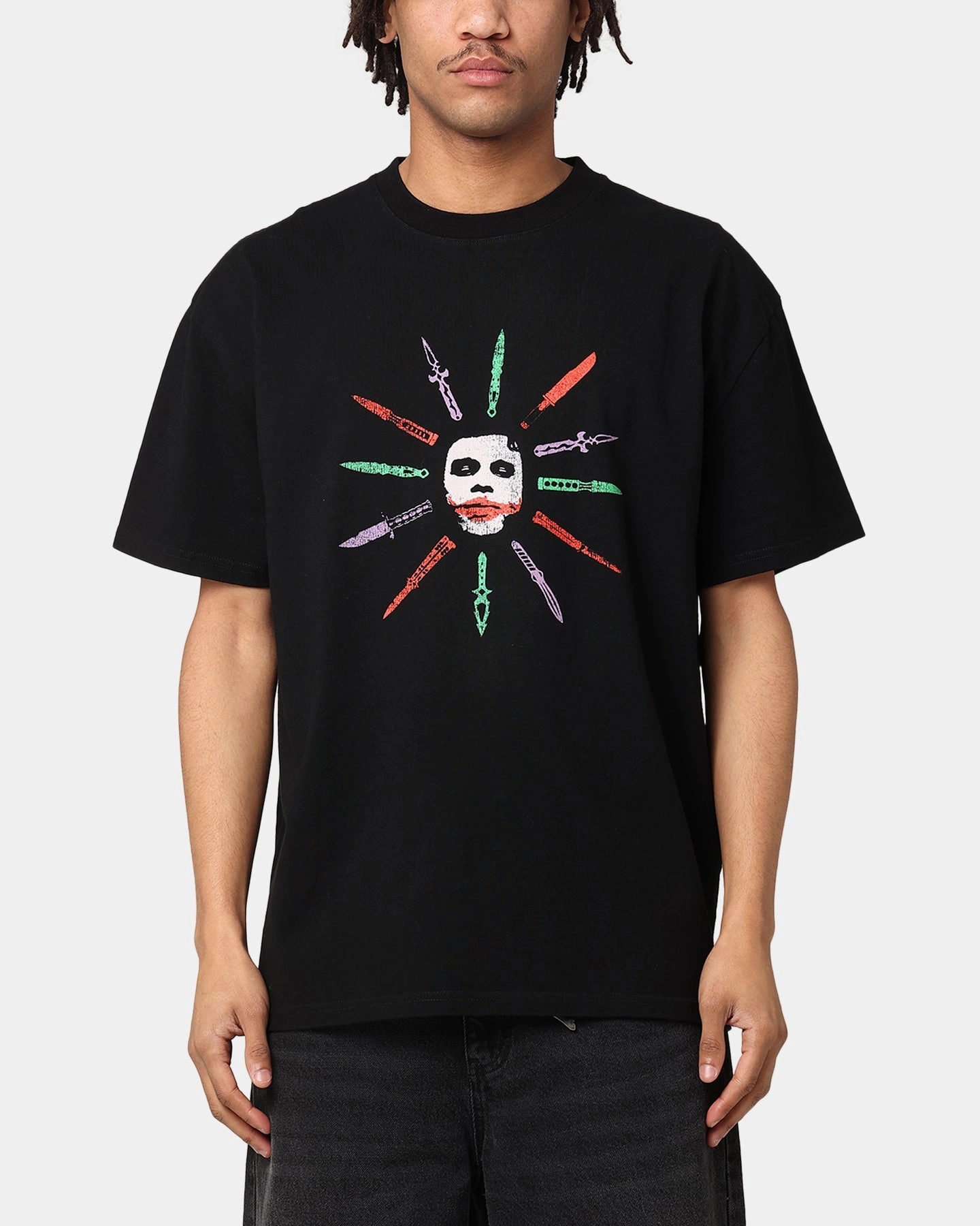 American Thrift X DC Batman The Joker Scars Heavy T-Shirt Black