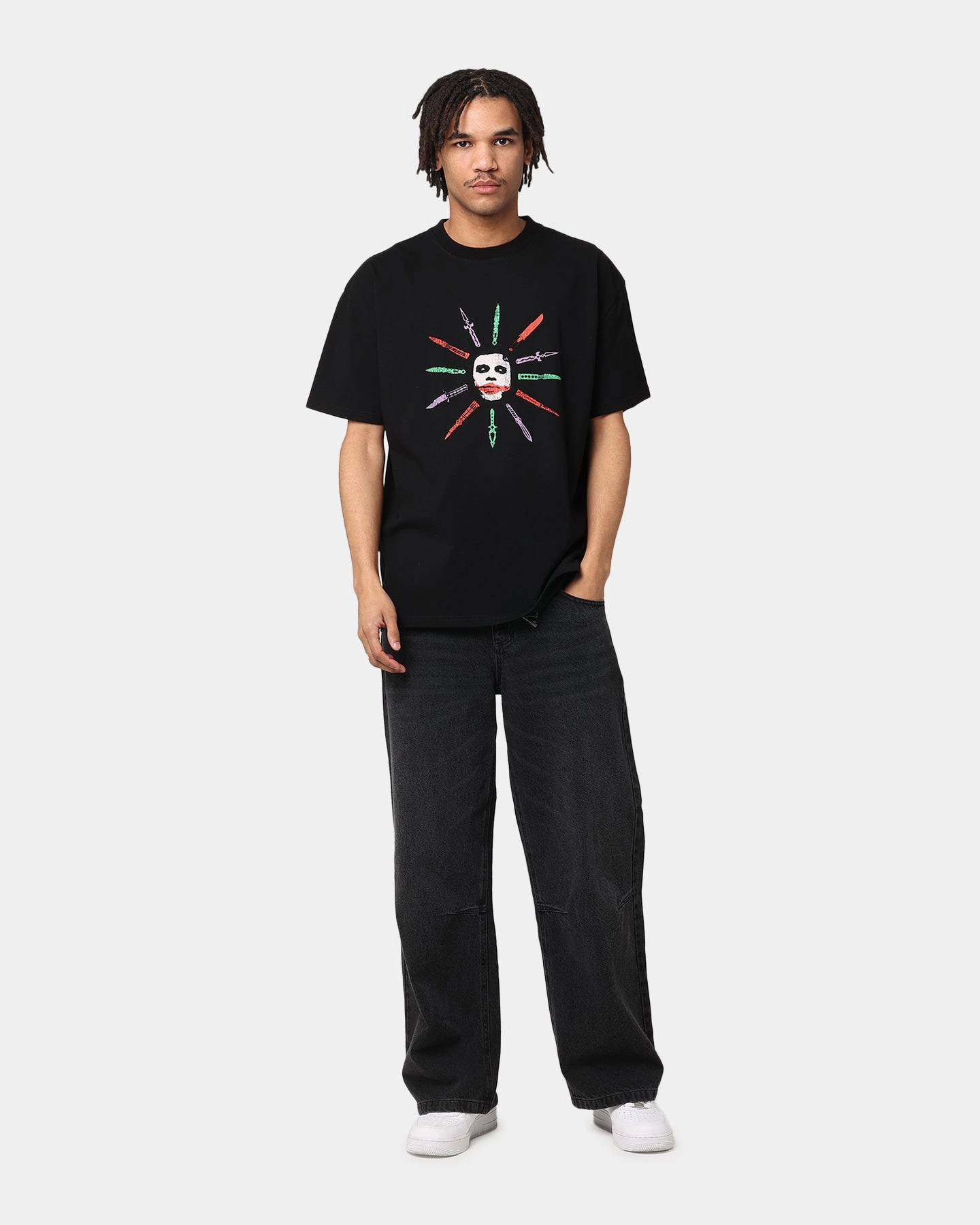 American Thrift X DC Batman The Joker Scars Heavy T-Shirt Black