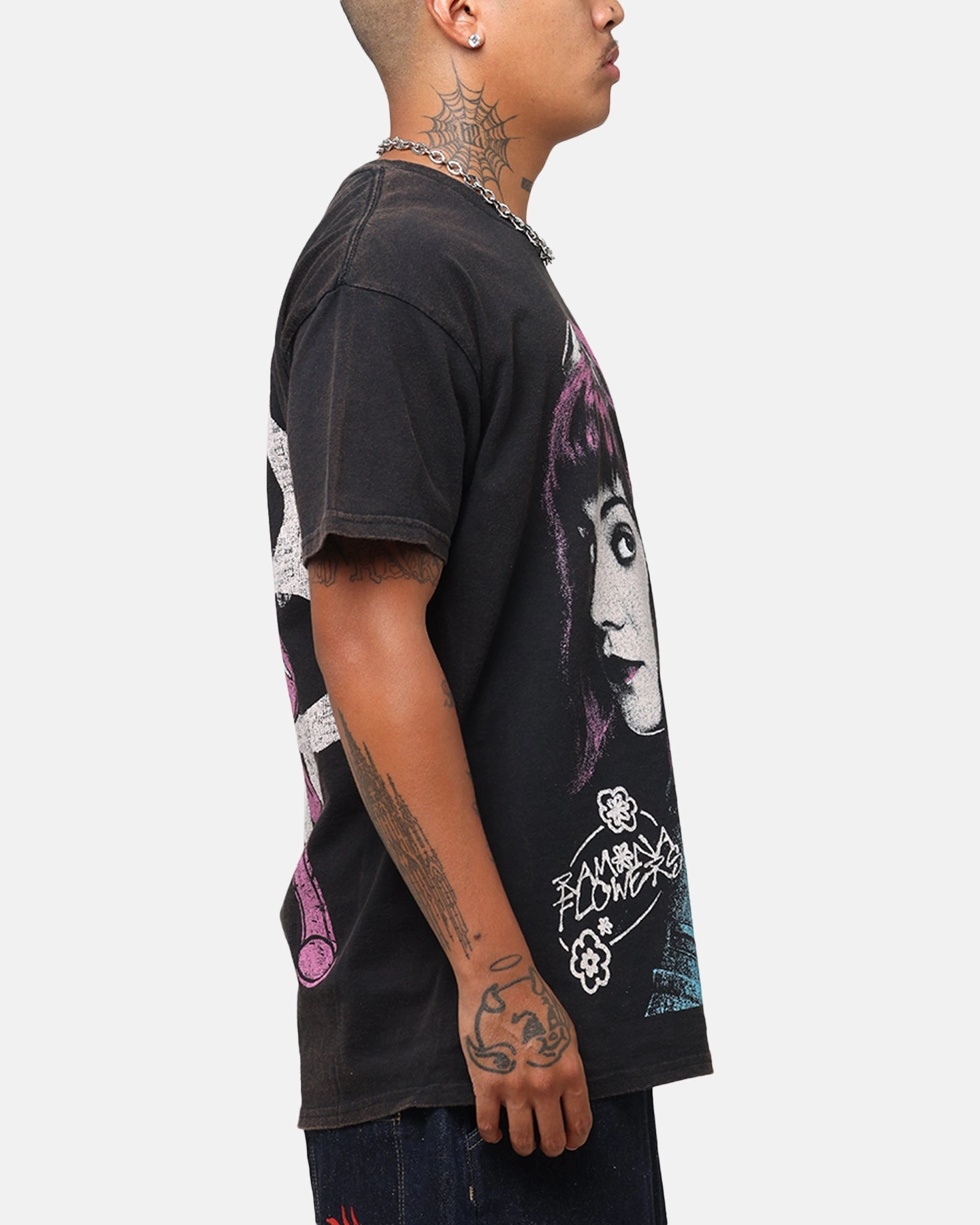 American Thrift X Scott Pilgrim Romona Flowers T-Shirt Black Wash
