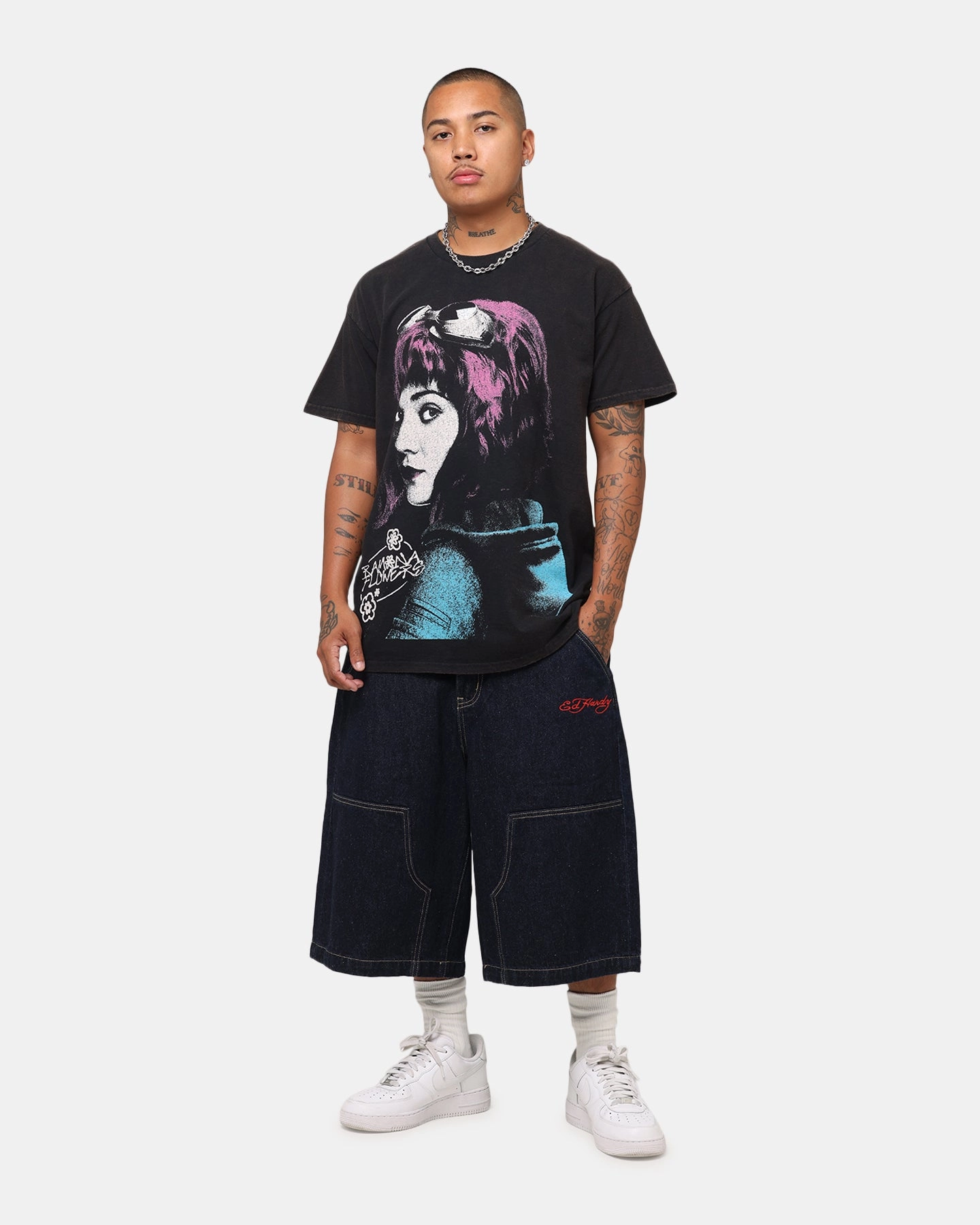 American Thrift X Scott Pilgrim Romona Flowers T-Shirt Black Wash