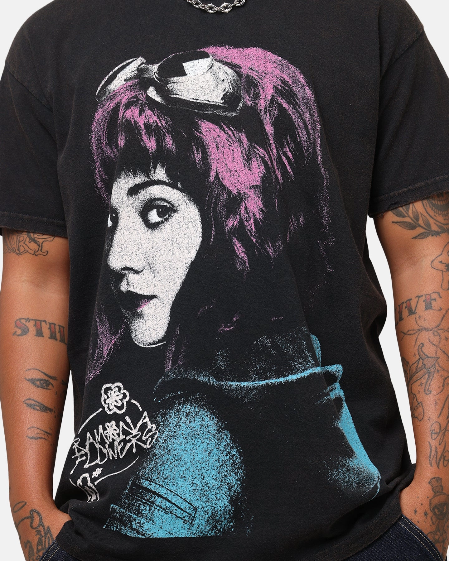 American Thrift X Scott Pilgrim Romona Flowers T-Shirt Black Wash