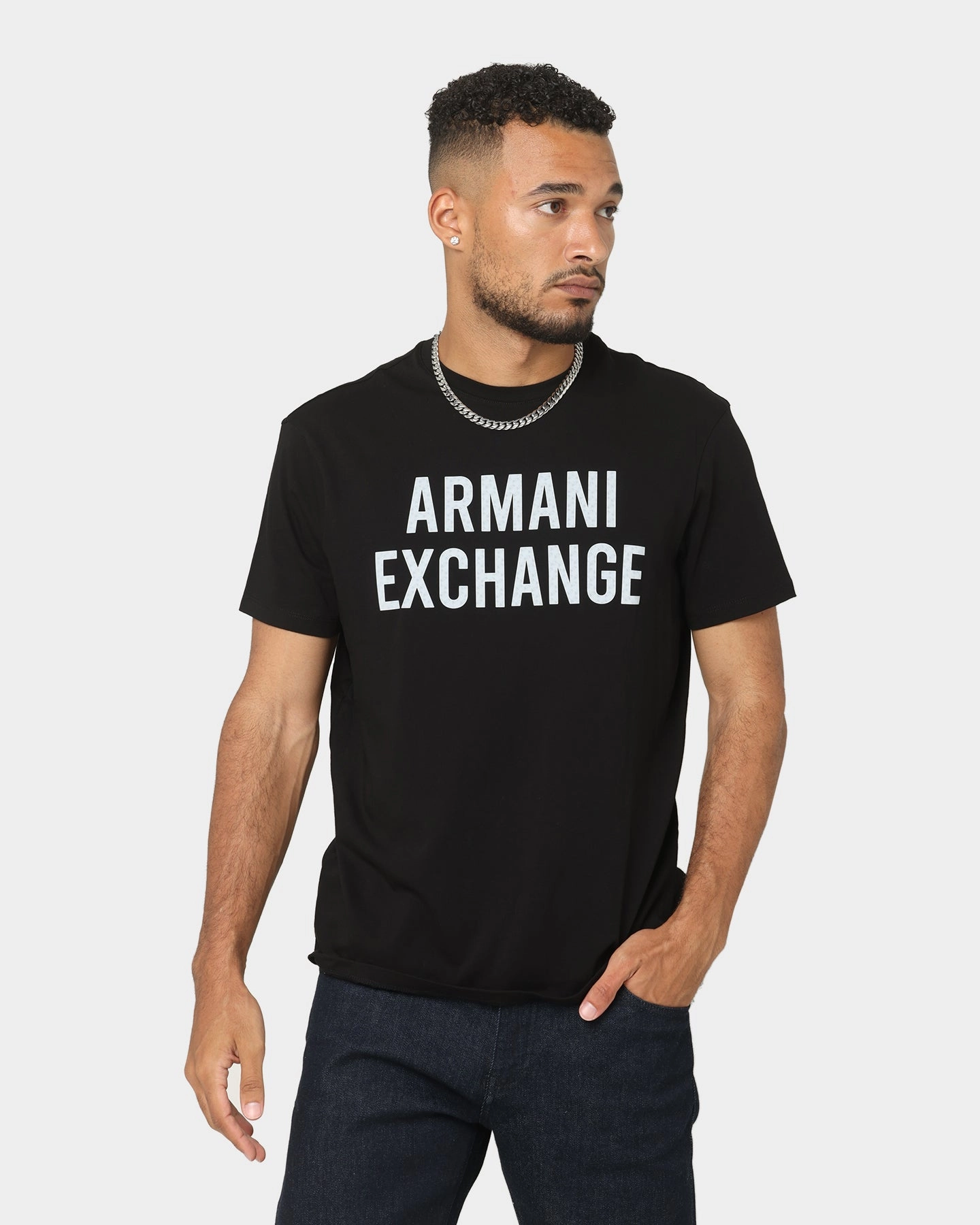Armani Exchange Holographic Logo T-Shirt Black