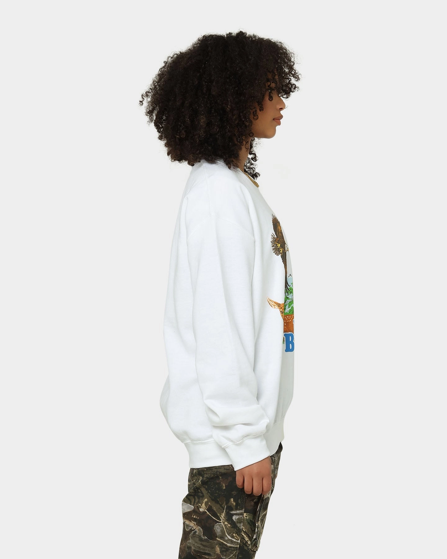 Beastie Boys Forest Animal Crewneck White