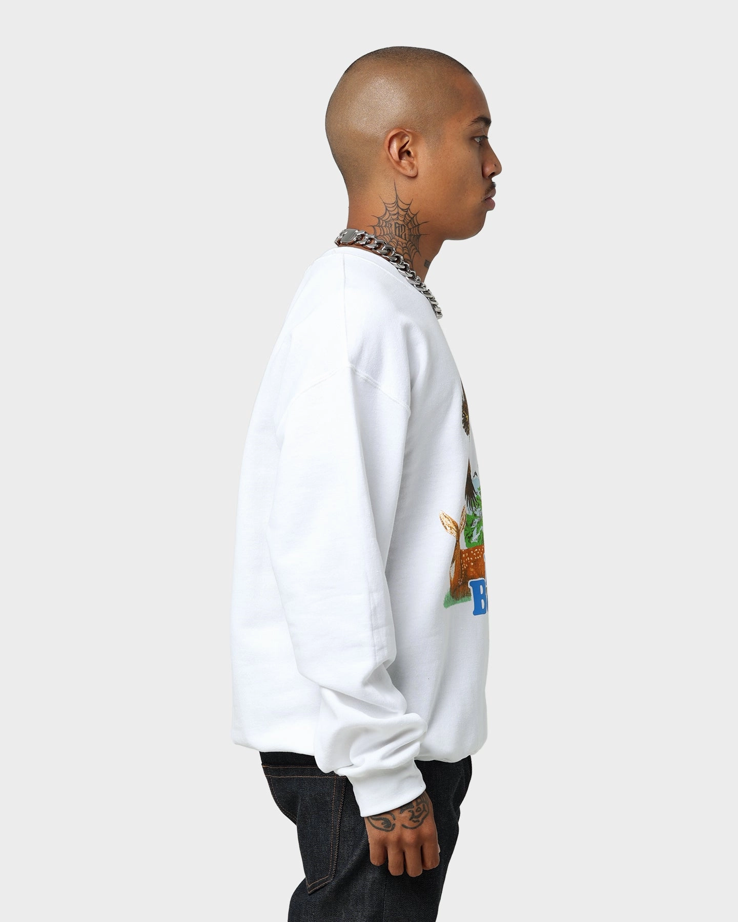 Beastie Boys Forest Animal Crewneck White