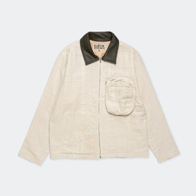Cropped Jacket - Kantha Embroidery Ecru/Olive