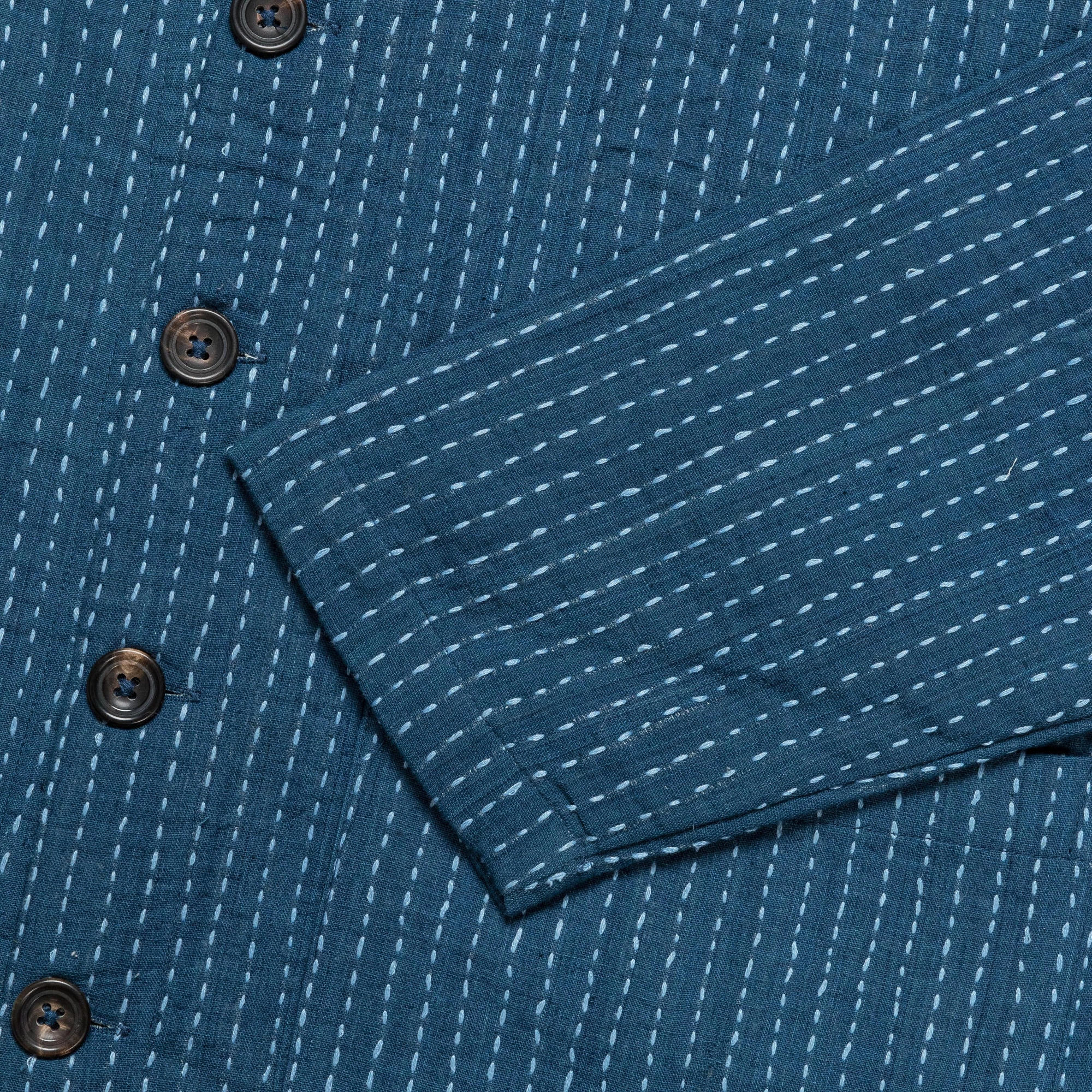 Cropped Jacket Kantha Embroidery - Indigo/Sky
