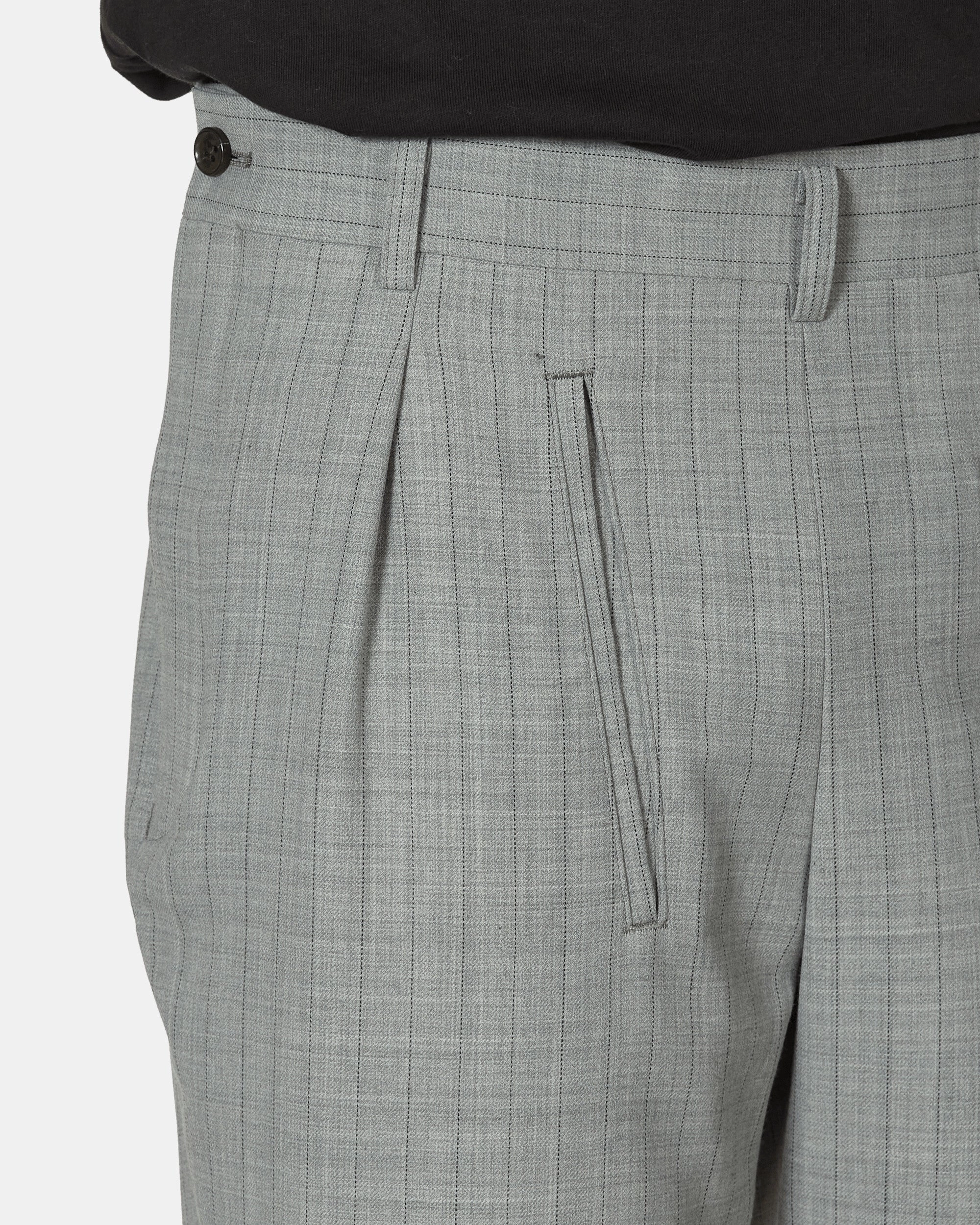 Deconstructed Checked Wool Trousers Grey