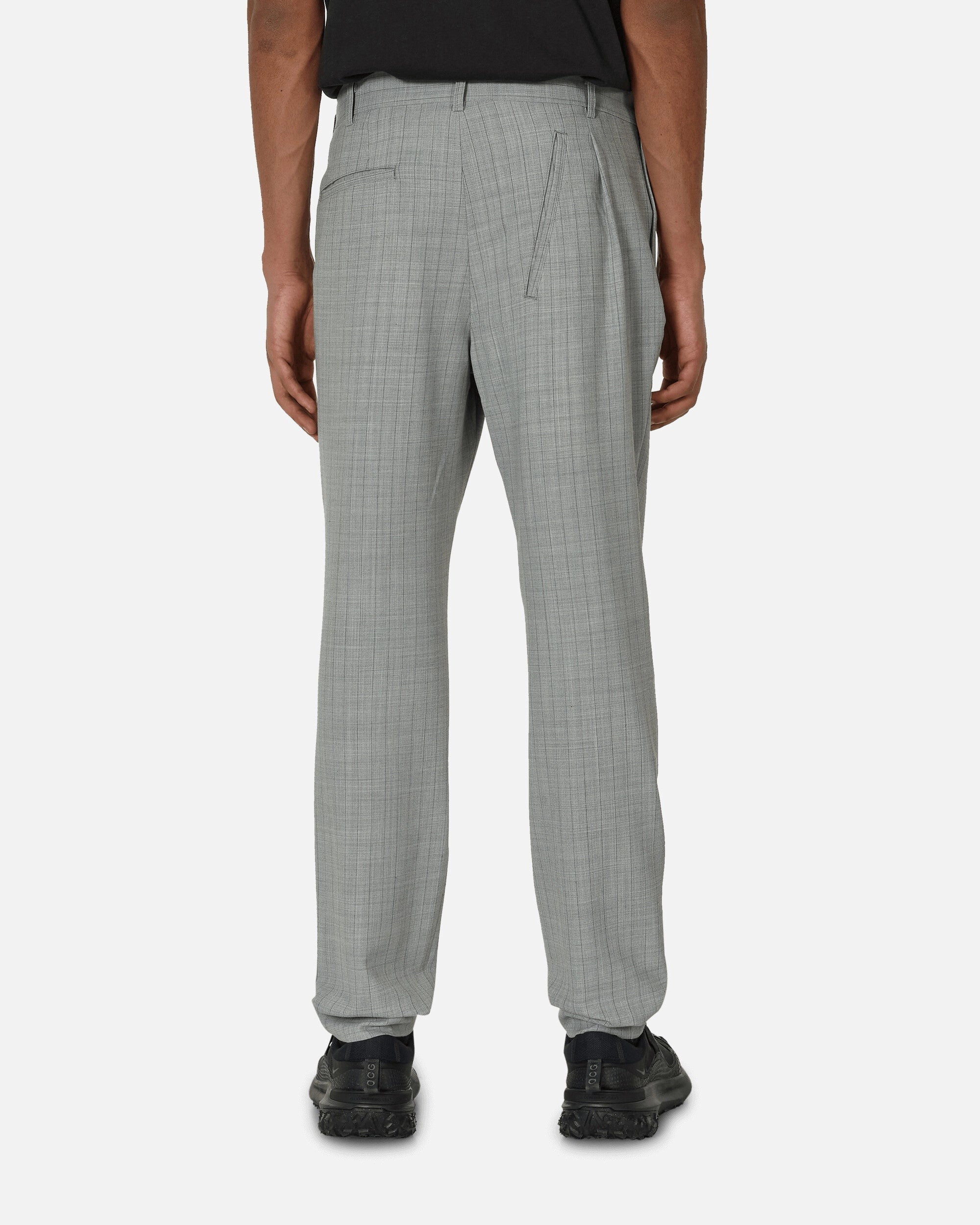 Deconstructed Checked Wool Trousers Grey