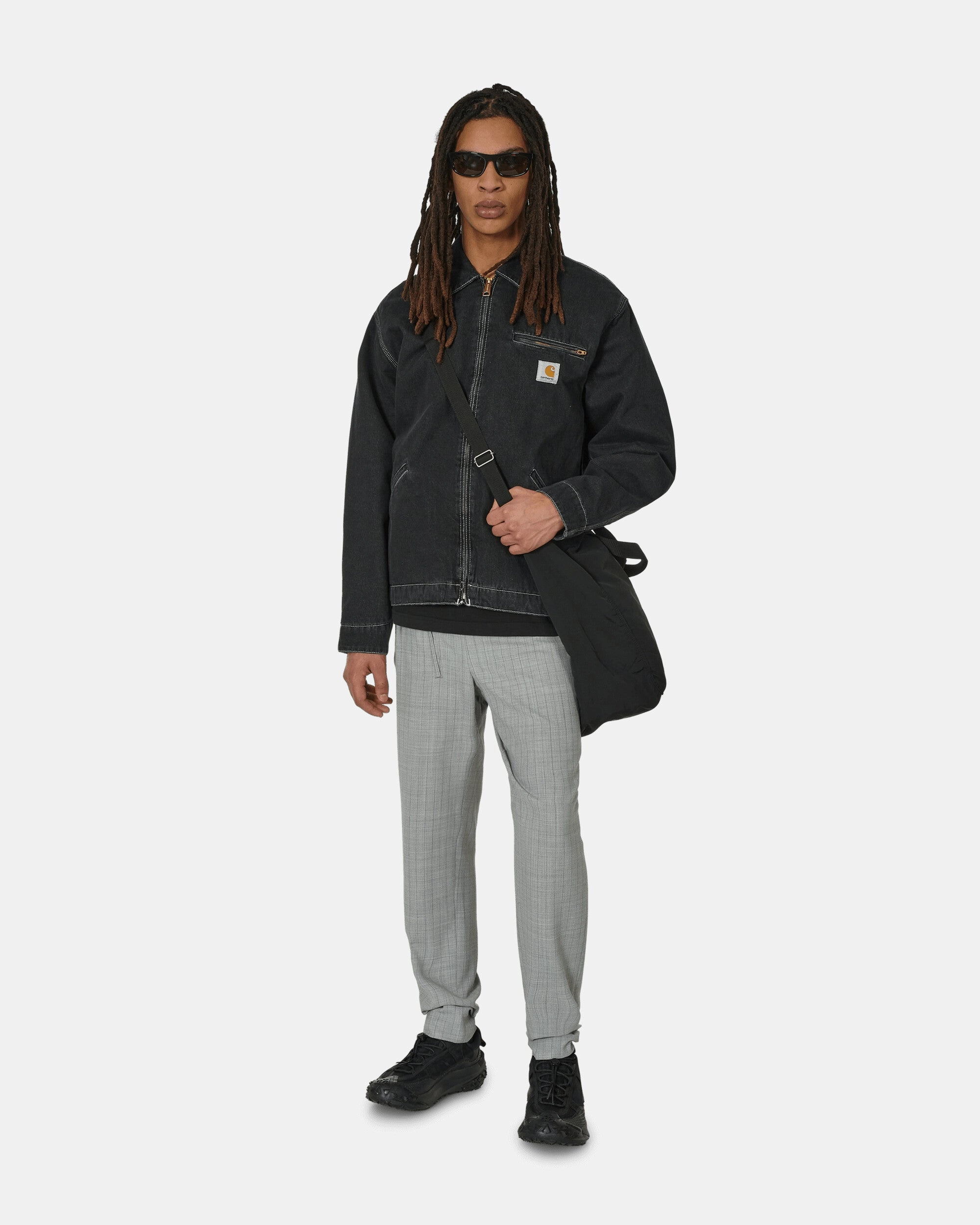 Deconstructed Checked Wool Trousers Grey
