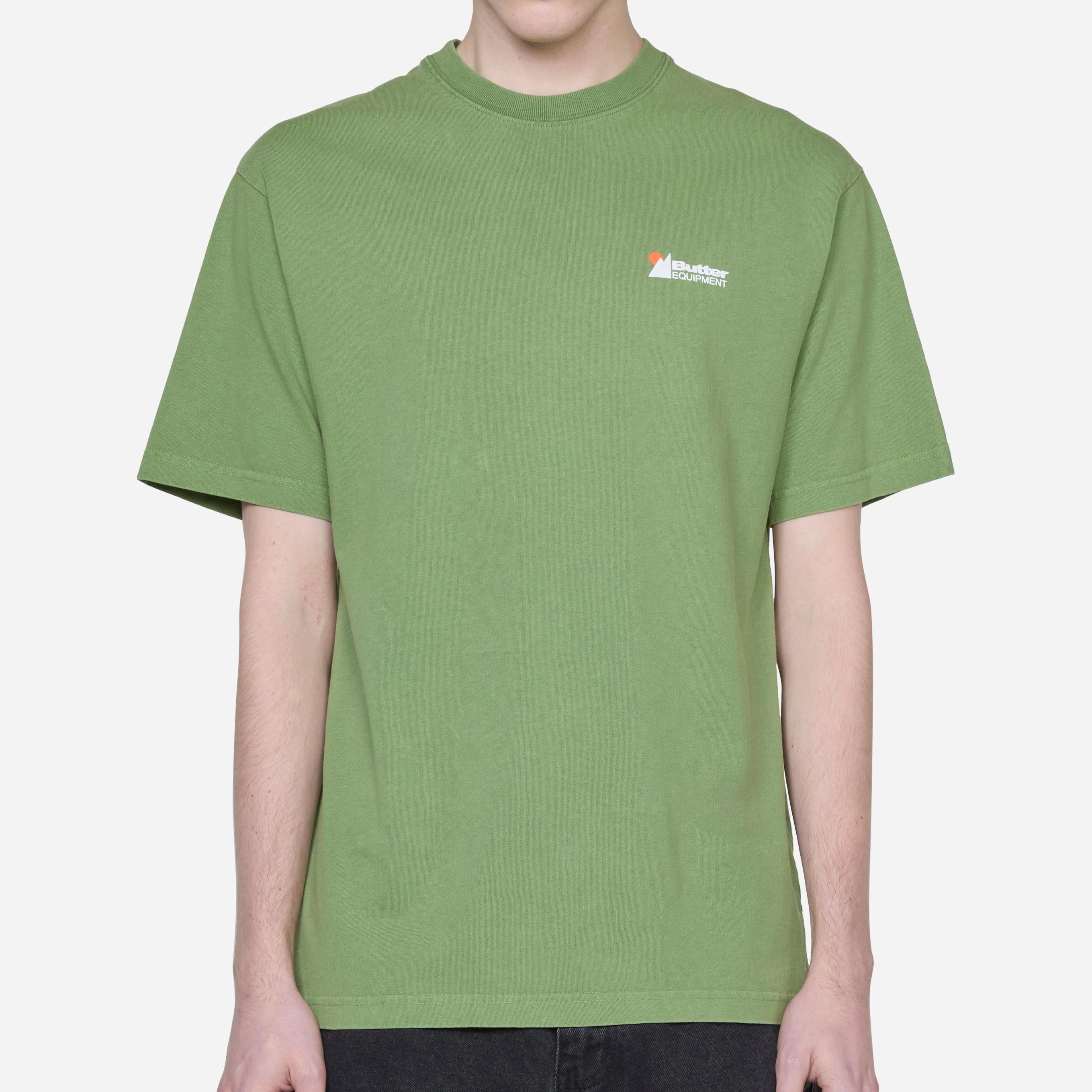 Distressed Pigment Dye T-Shirt Washed Army
