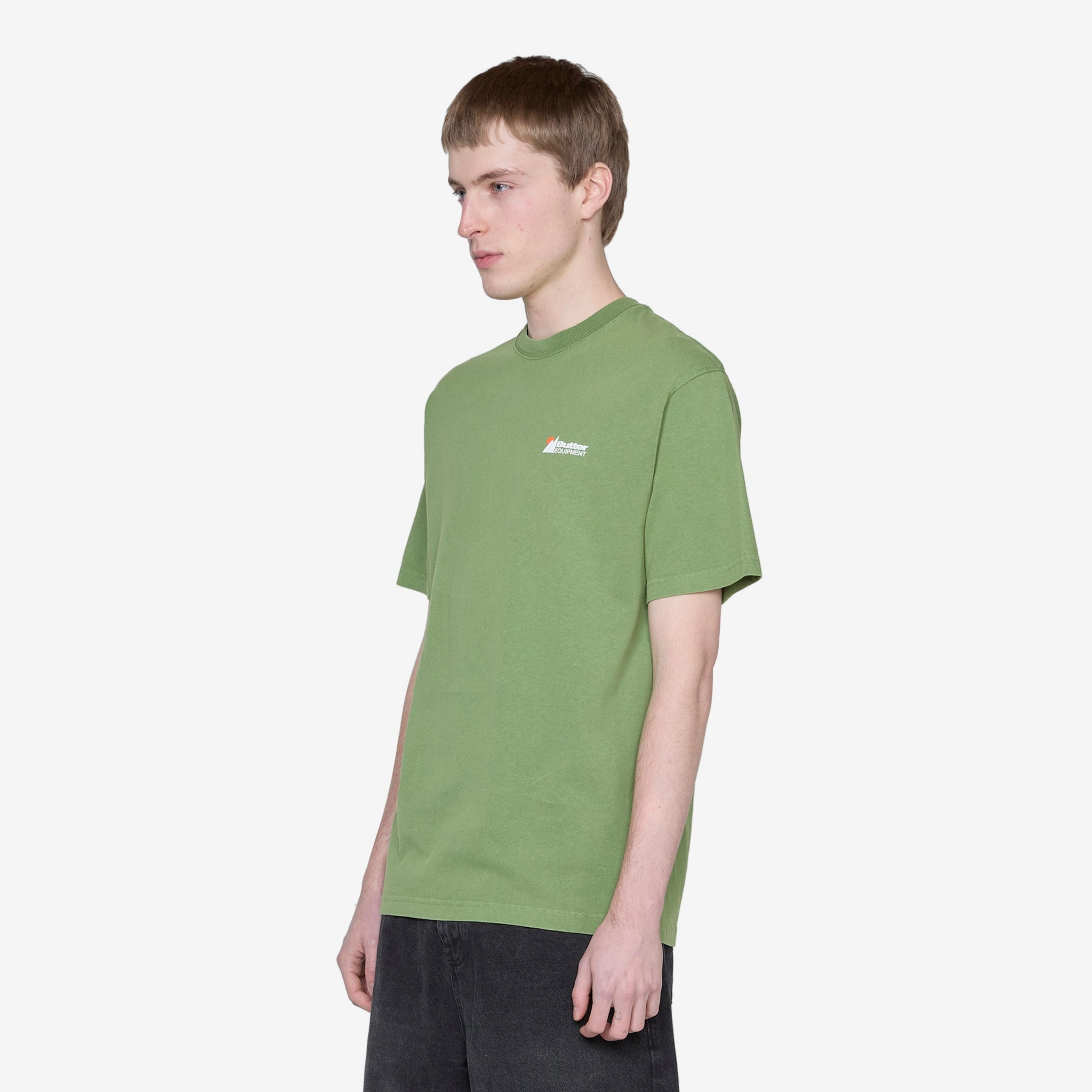 Distressed Pigment Dye T-Shirt Washed Army