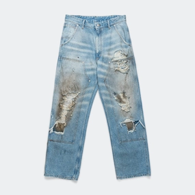 Distressed Wide-Leg Denim - Used Wash