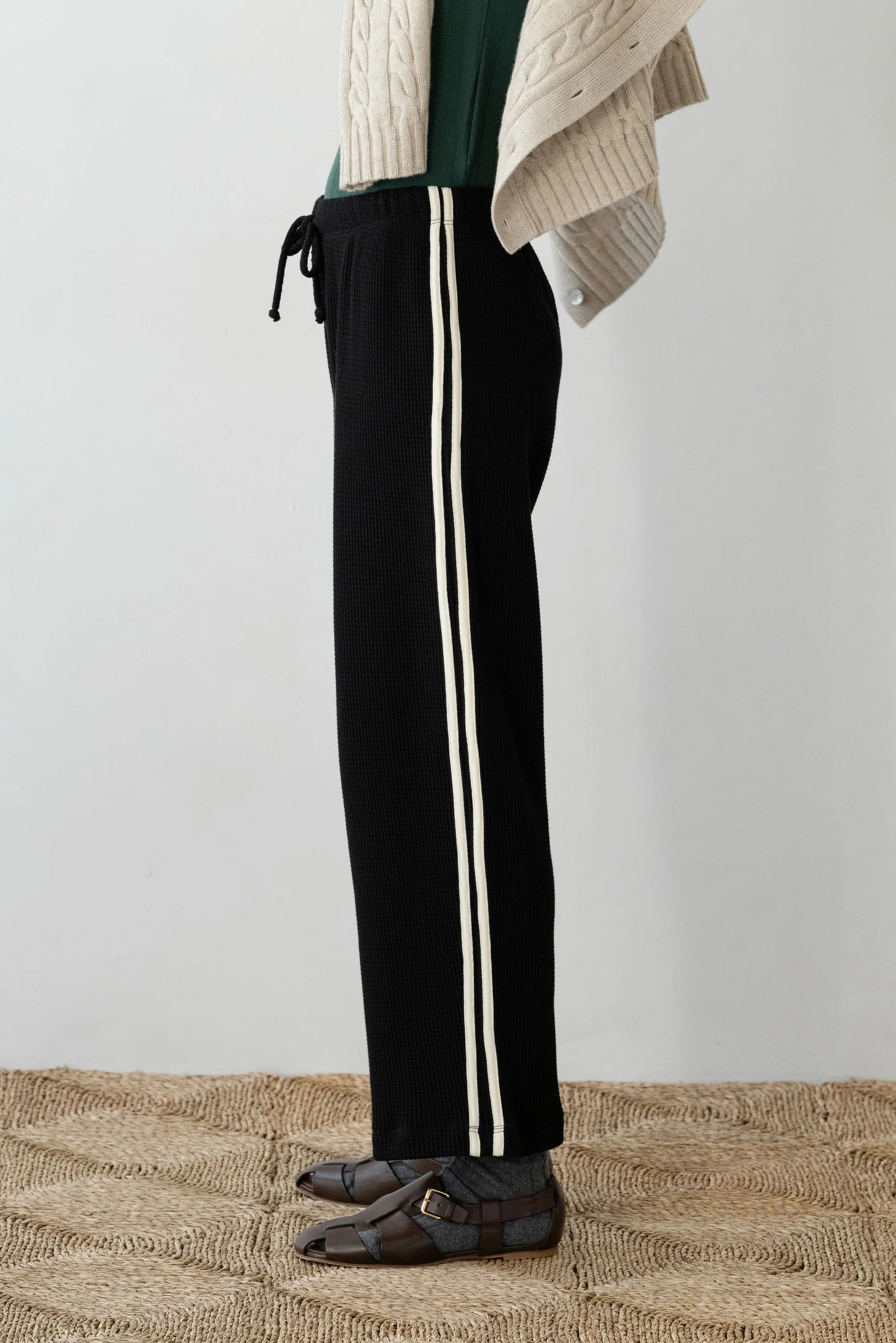 Donni The Linen Stripe Crop Racer Pant