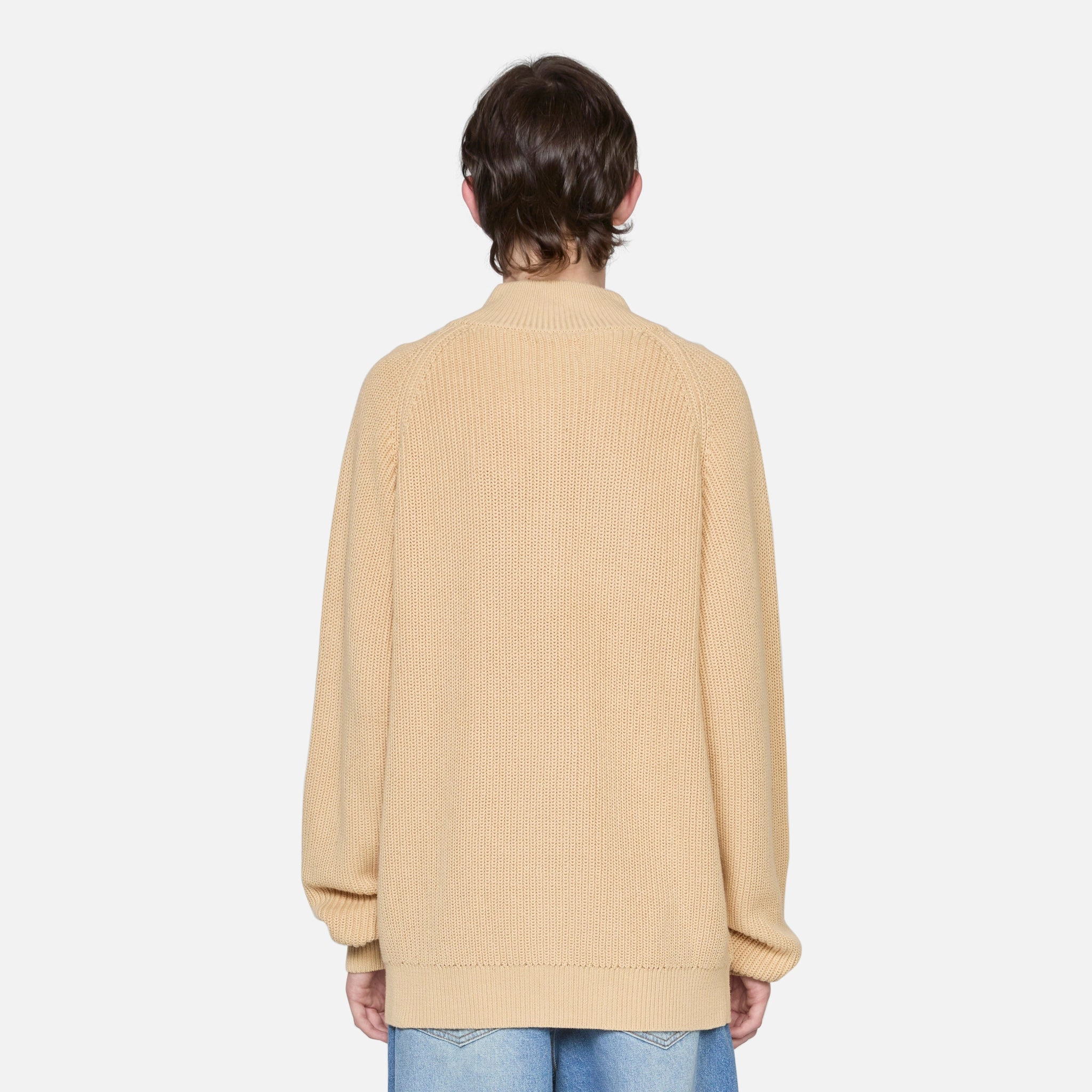 Dragon Zip-Thru Knit Sweater Sand