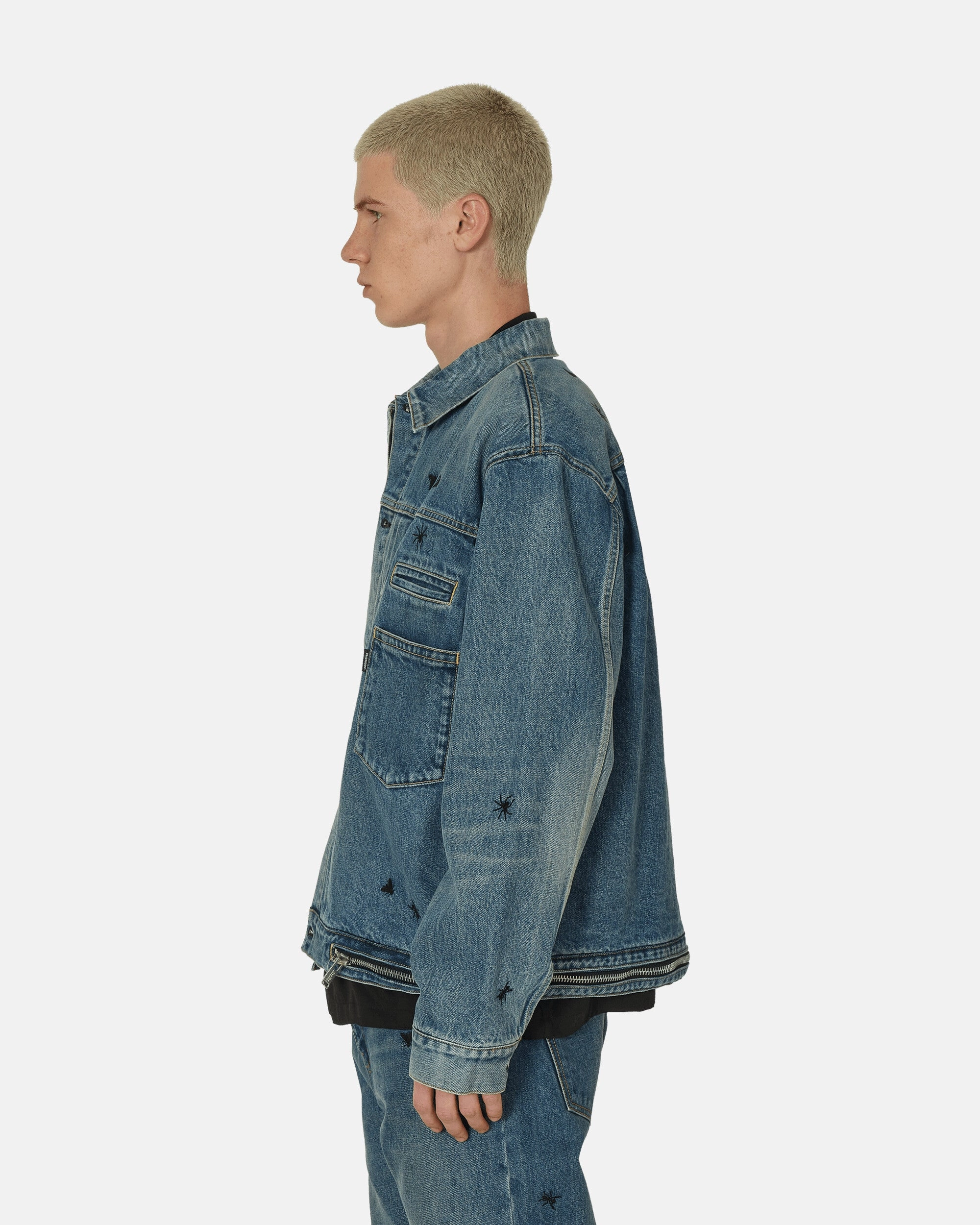 Embroidered Denim Jacket Light Blue Indigo