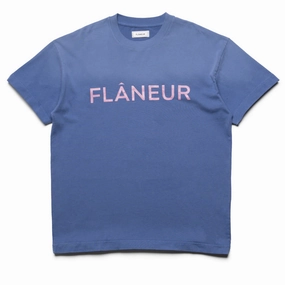 Flaneur Washed Puffed Logo Tee - Purple