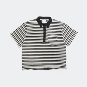 Gym Polo - Black/Ivory Crochet Knit