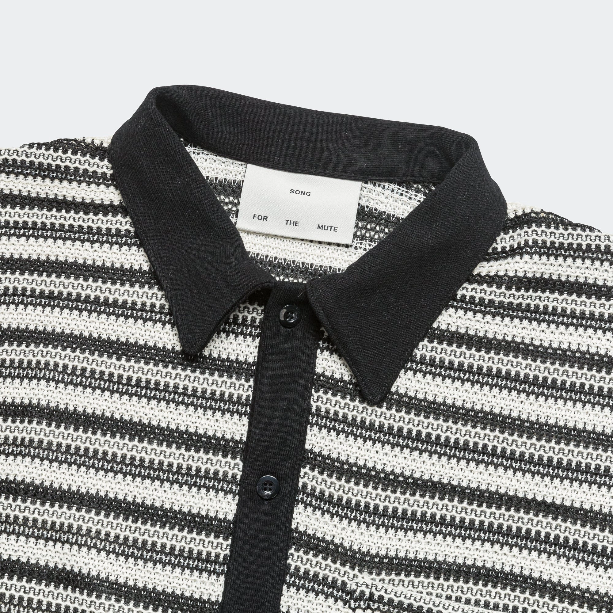 Gym Polo - Black/Ivory Crochet Knit
