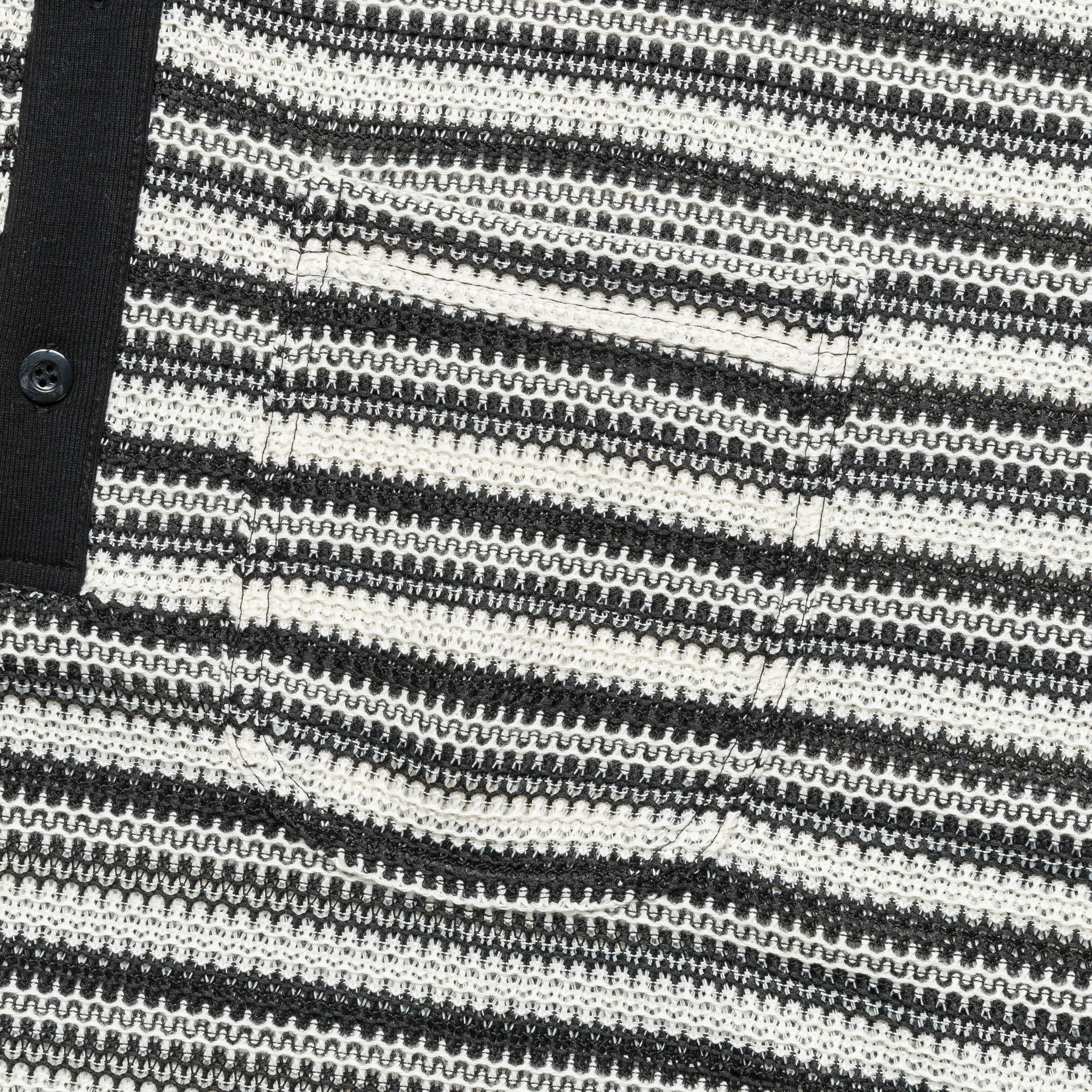 Gym Polo - Black/Ivory Crochet Knit