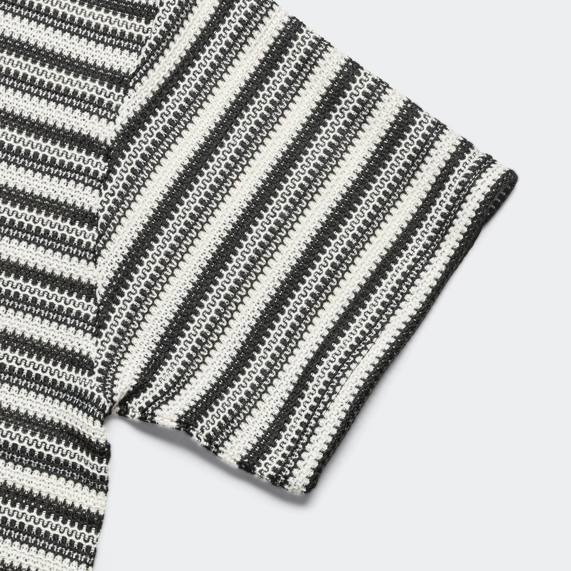 Gym Polo - Black/Ivory Crochet Knit