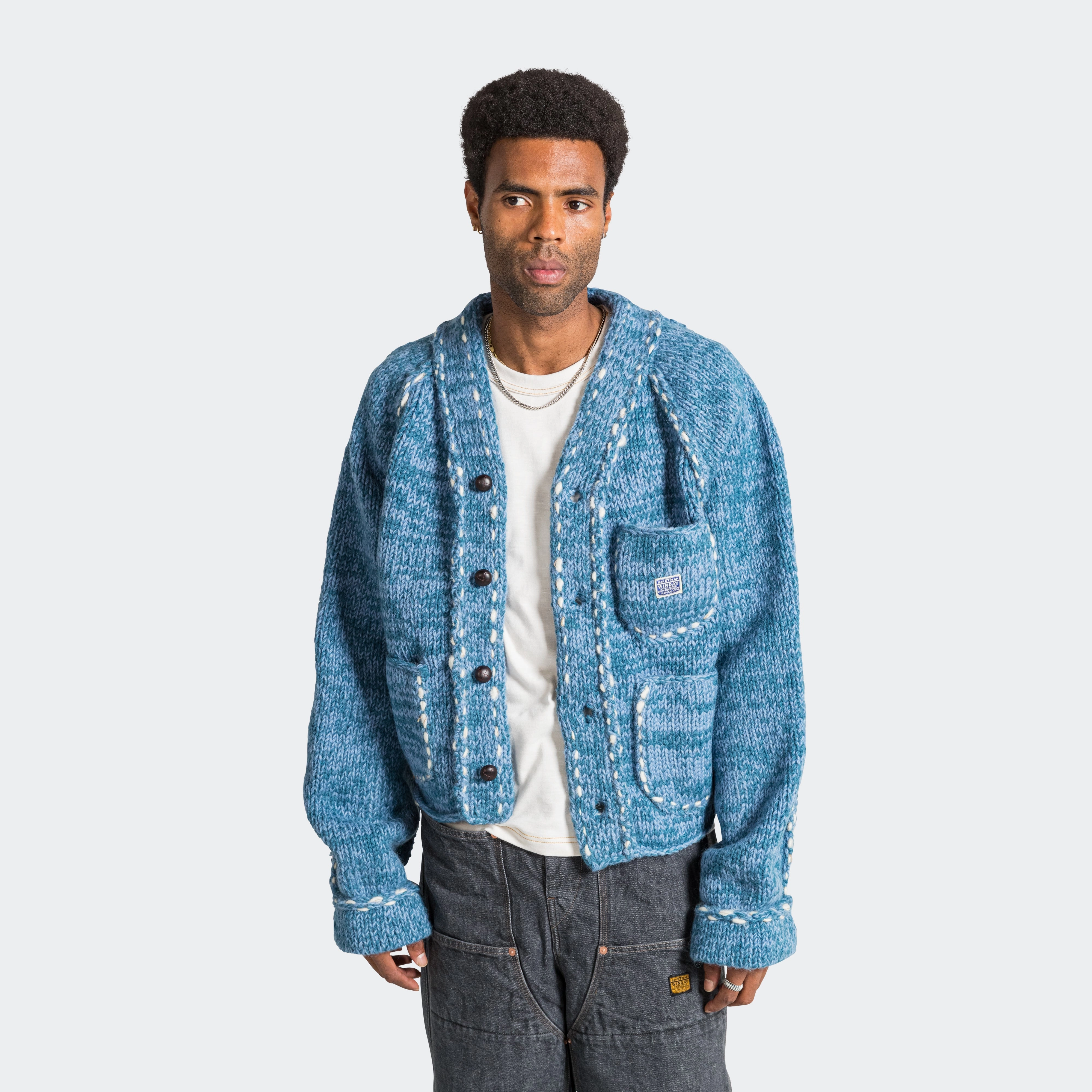 Hand Knit Cowichan RAILROAD JKT - Navy