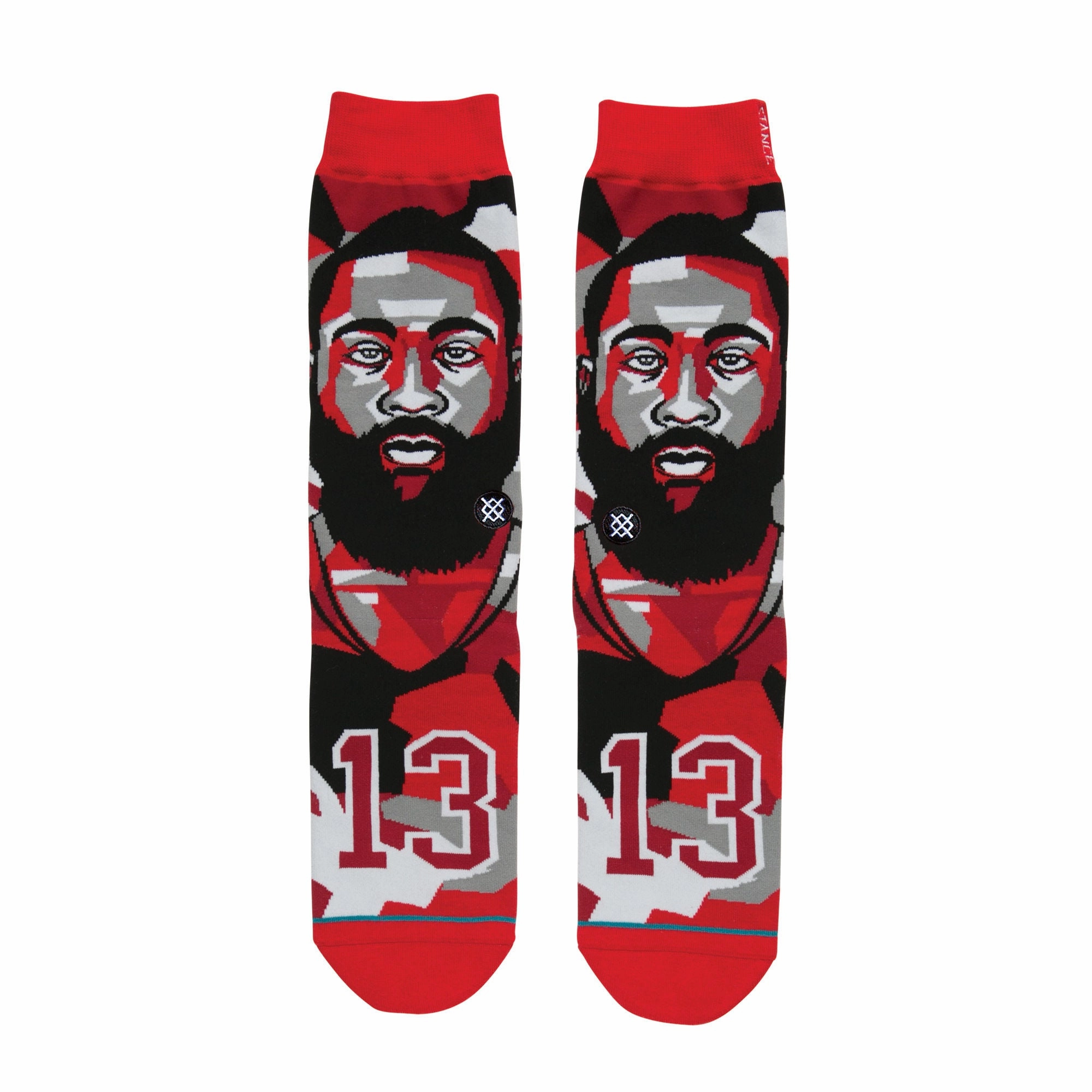 James Harden Mosaic NBA Legends Classic Crew Socks Men's - Red/Black/Grey