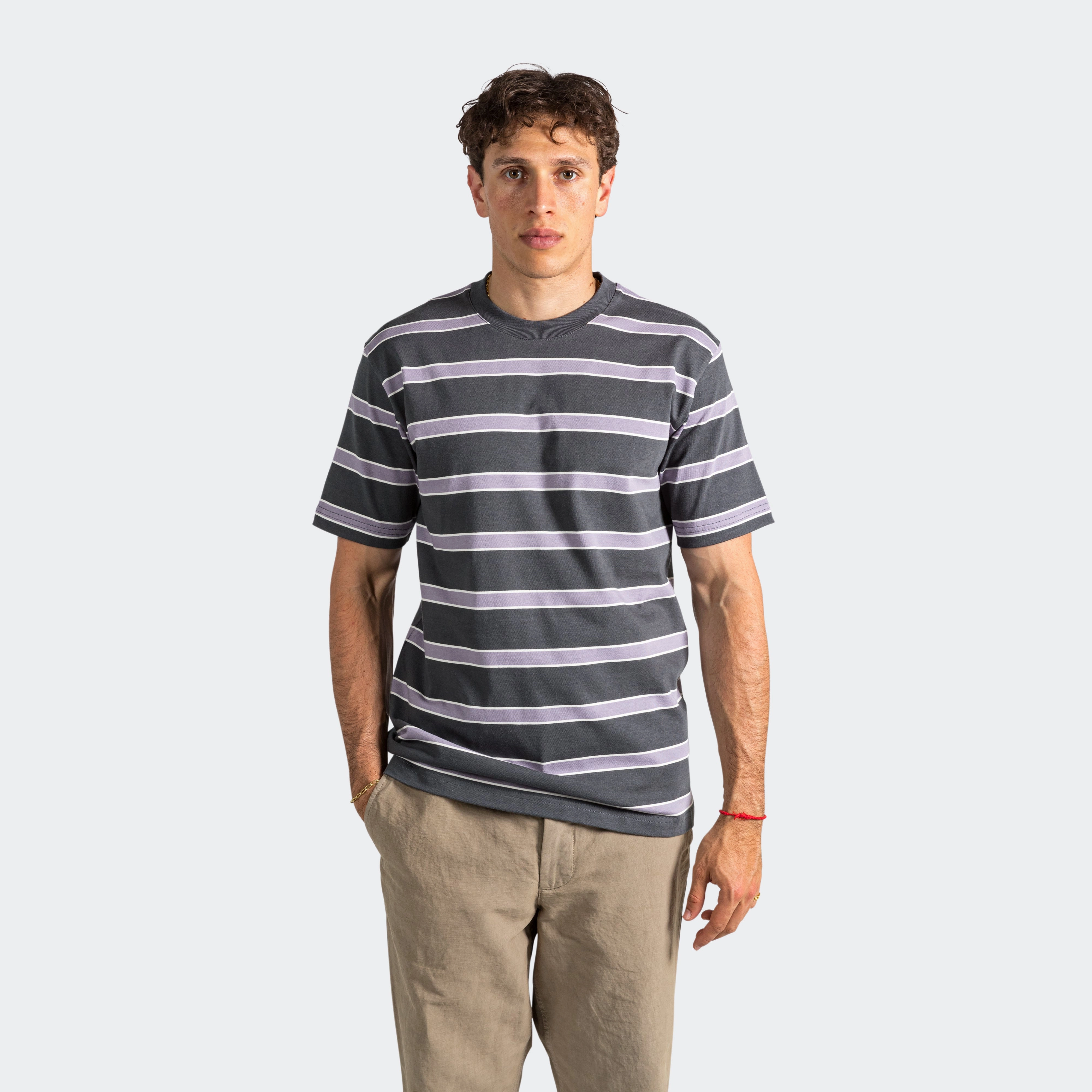 Johannes Multicolour Stripe T-Shirt - Battleship Grey