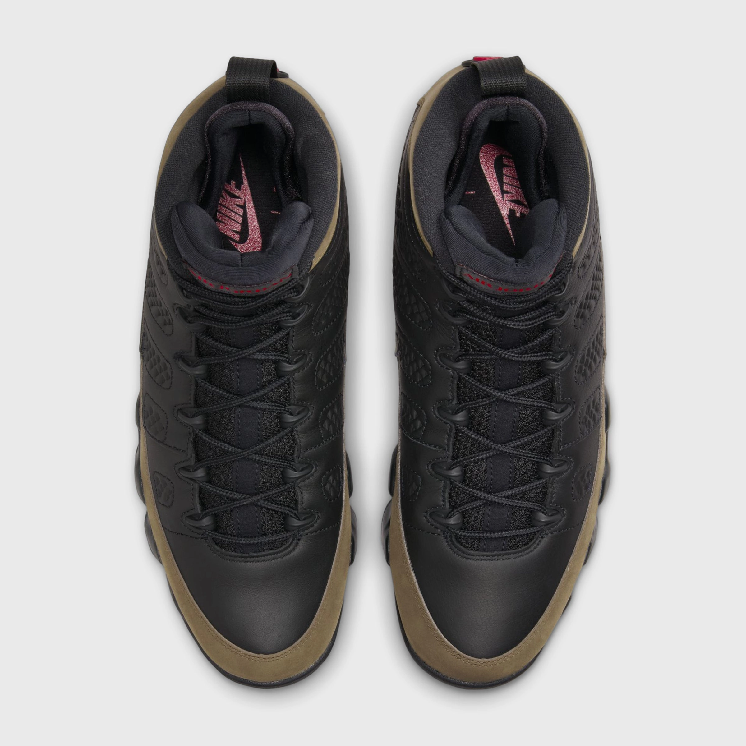 Jordan 9 Retro Black / True Red - Light Olive