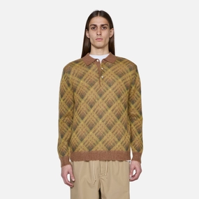 Knit Polo Stripe Brown