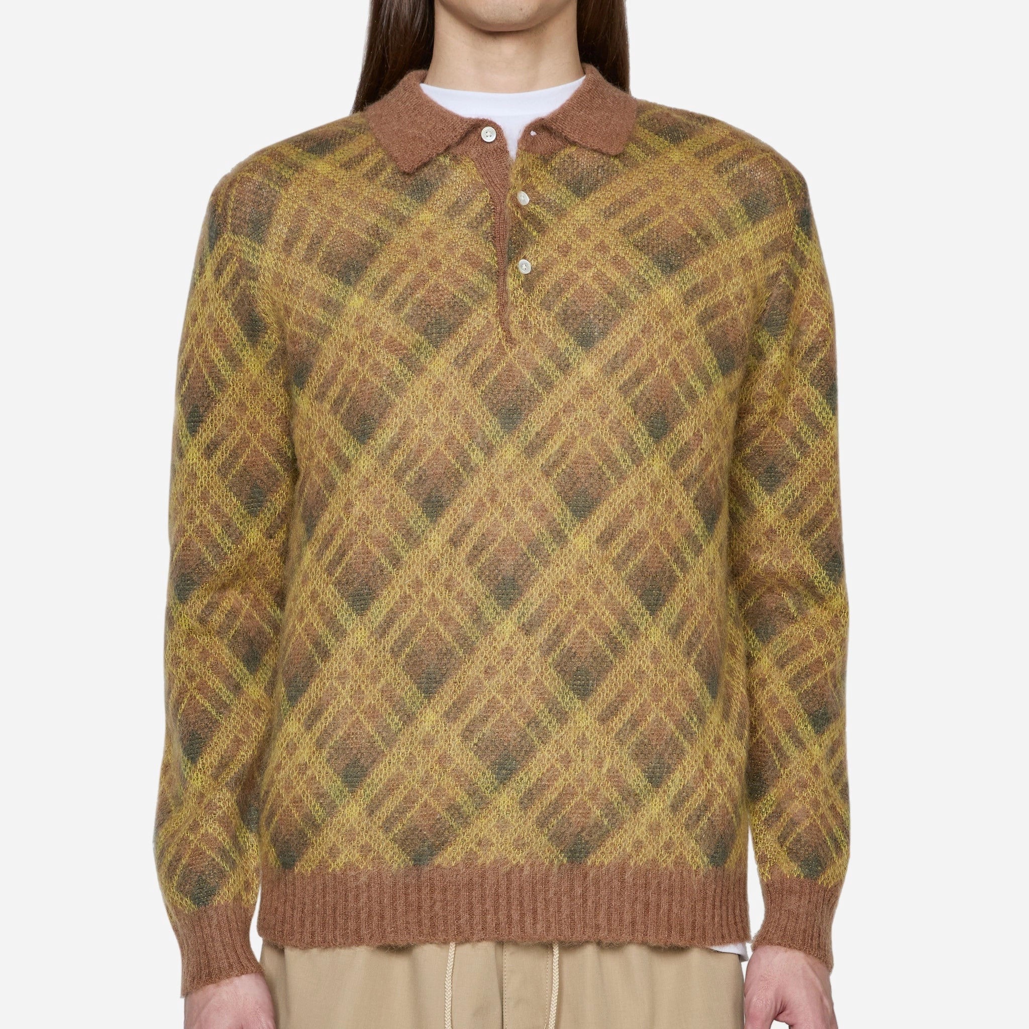 Knit Polo Stripe Brown