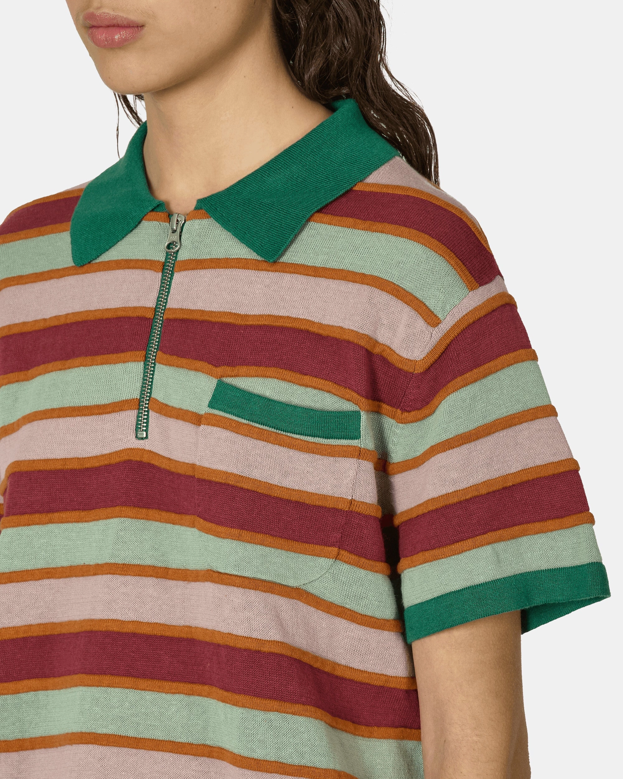Lifted Stripe Half Zip Shirt Red