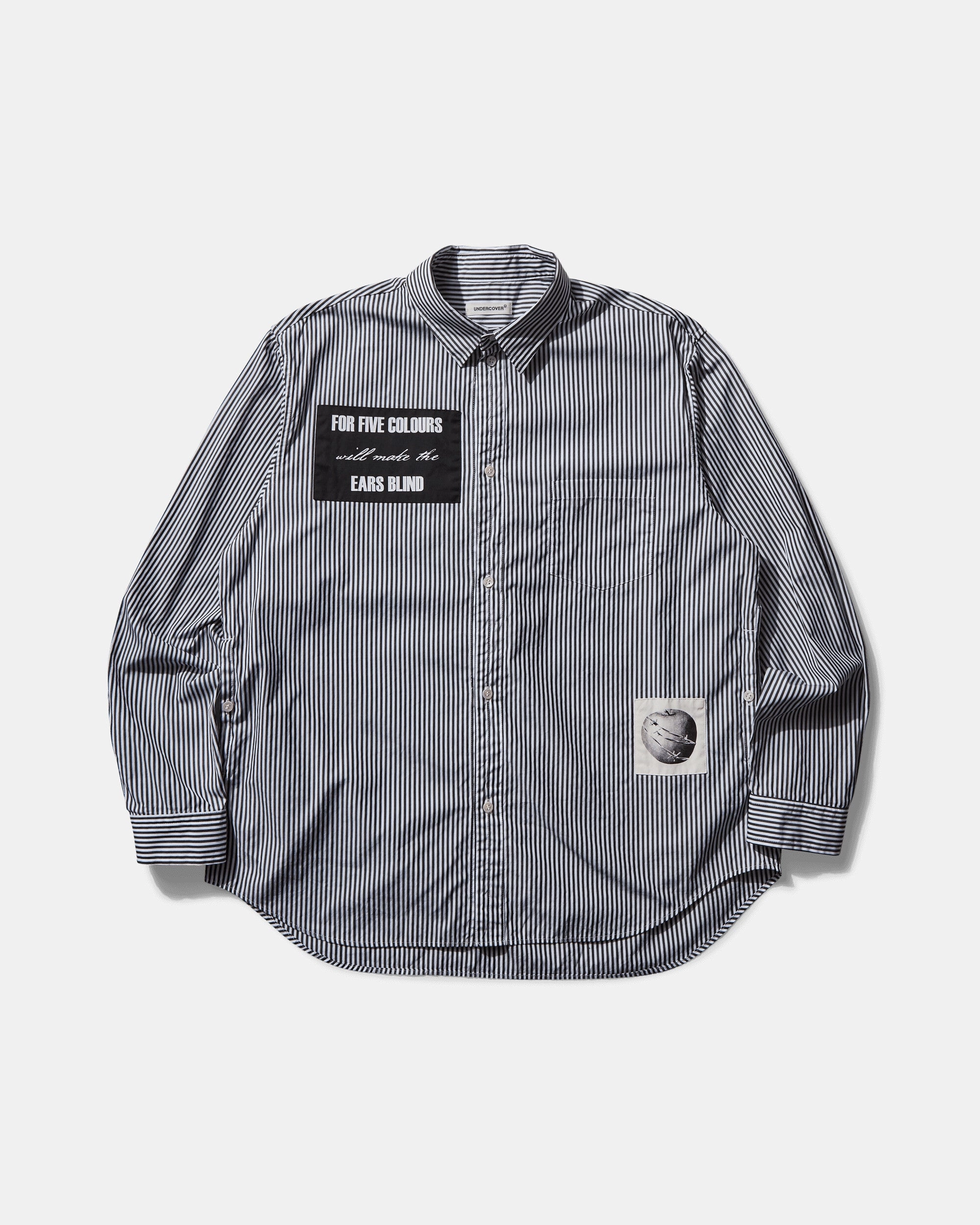 Men's Patchwork Striped Shirt Black