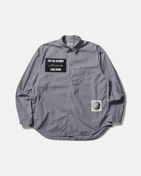 Men's Patchwork Striped Shirt Black