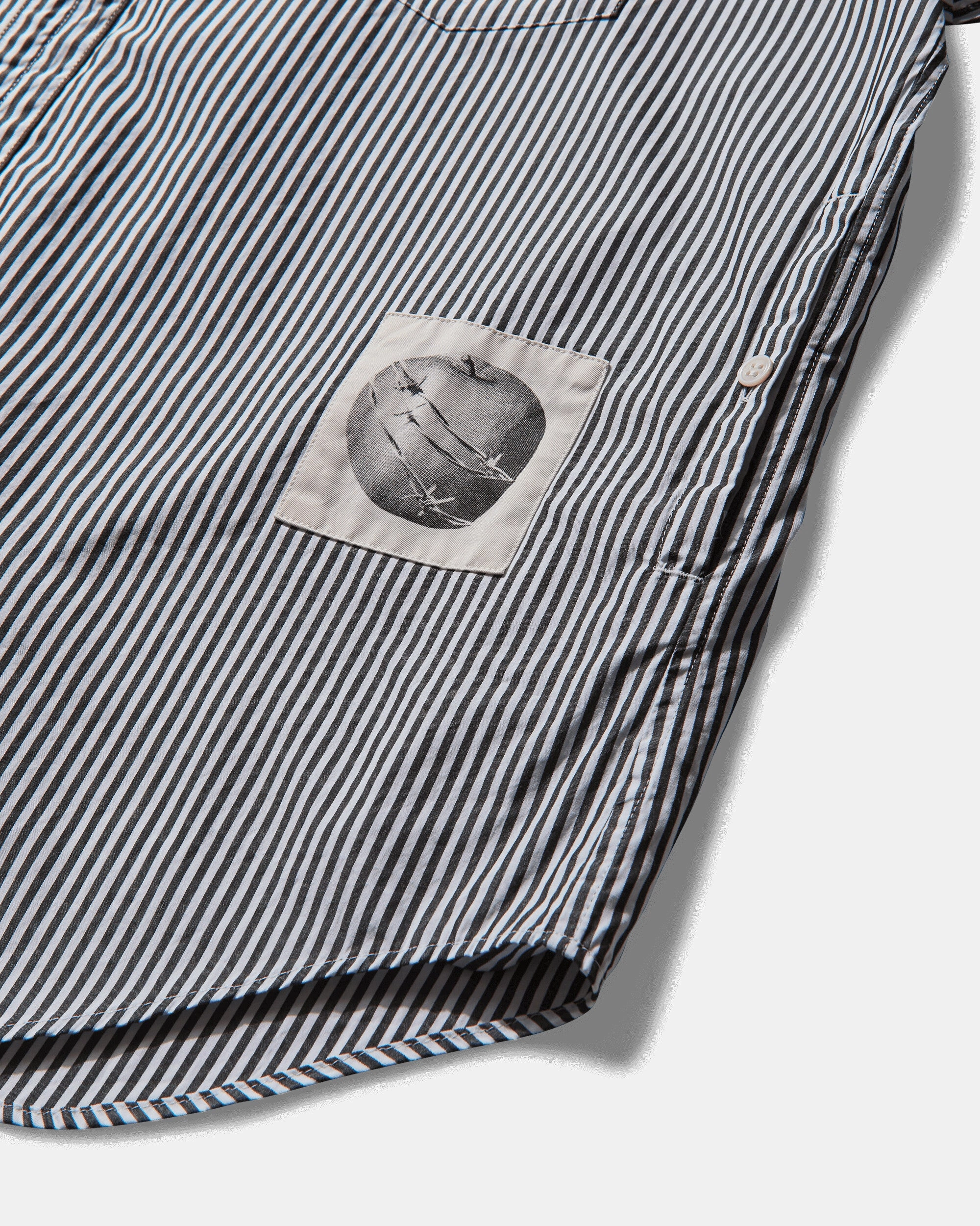 Men's Patchwork Striped Shirt Black