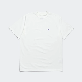 Mock Neck SS Tee - White Cotton Pique