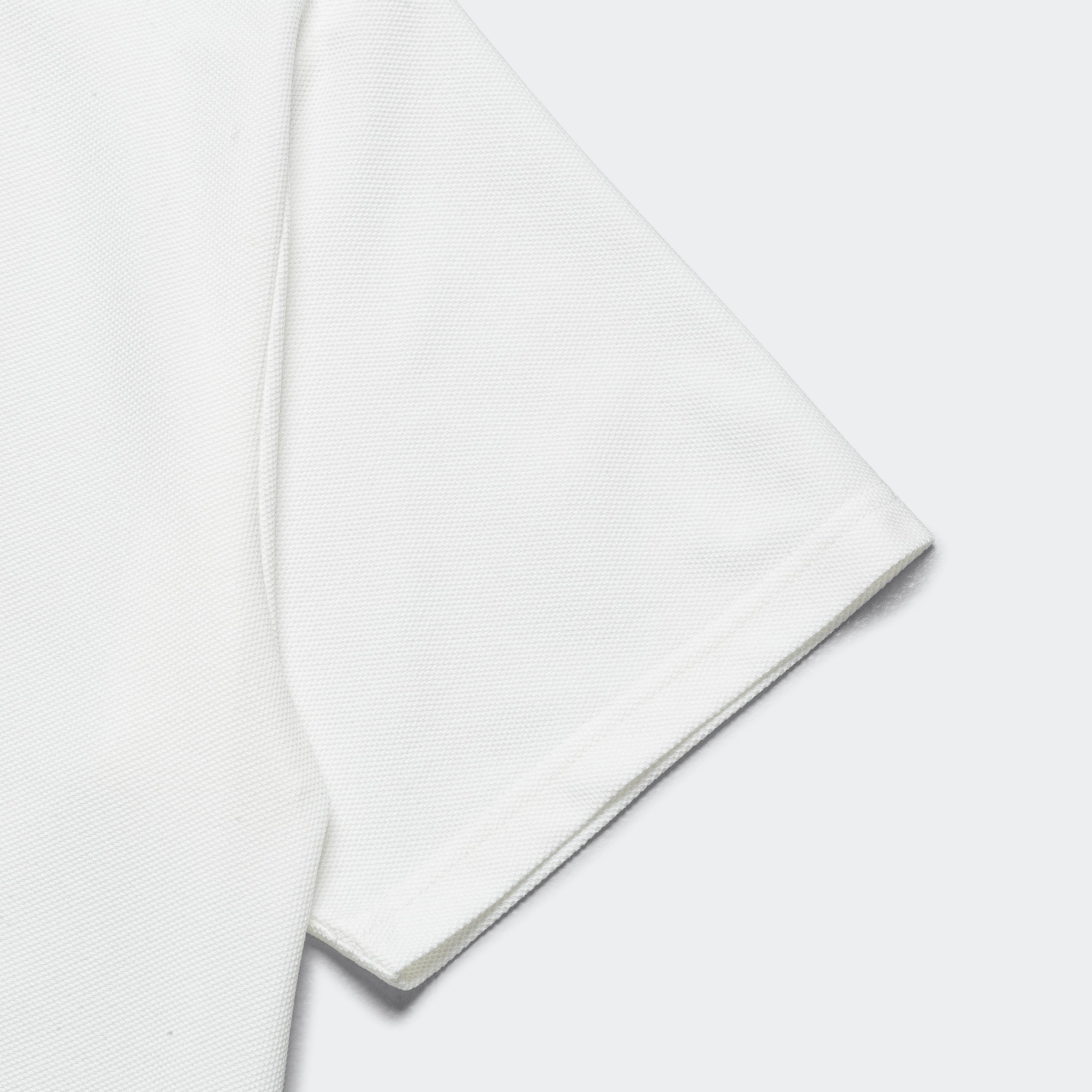 Mock Neck SS Tee - White Cotton Pique
