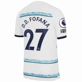 Nike Chelsea Fofano Away Jersey w/ EPL   Club World Cup Patches 22/23 (White/College Navy)