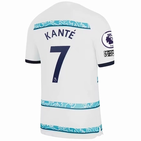 Nike Chelsea N'Golo Kante Away Jersey w/ EPL   Club World Cup Patches 22/23 (White/College Navy)