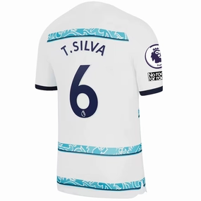Nike Chelsea Thiago Silva Away Jersey w/ EPL   Club World Cup Patches 22/23 (White/College Navy)