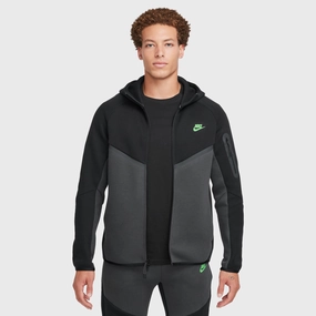 Nike Tech Fleece Full-Zip Windrunner Hoodie Black / Anthracite - Green Strike