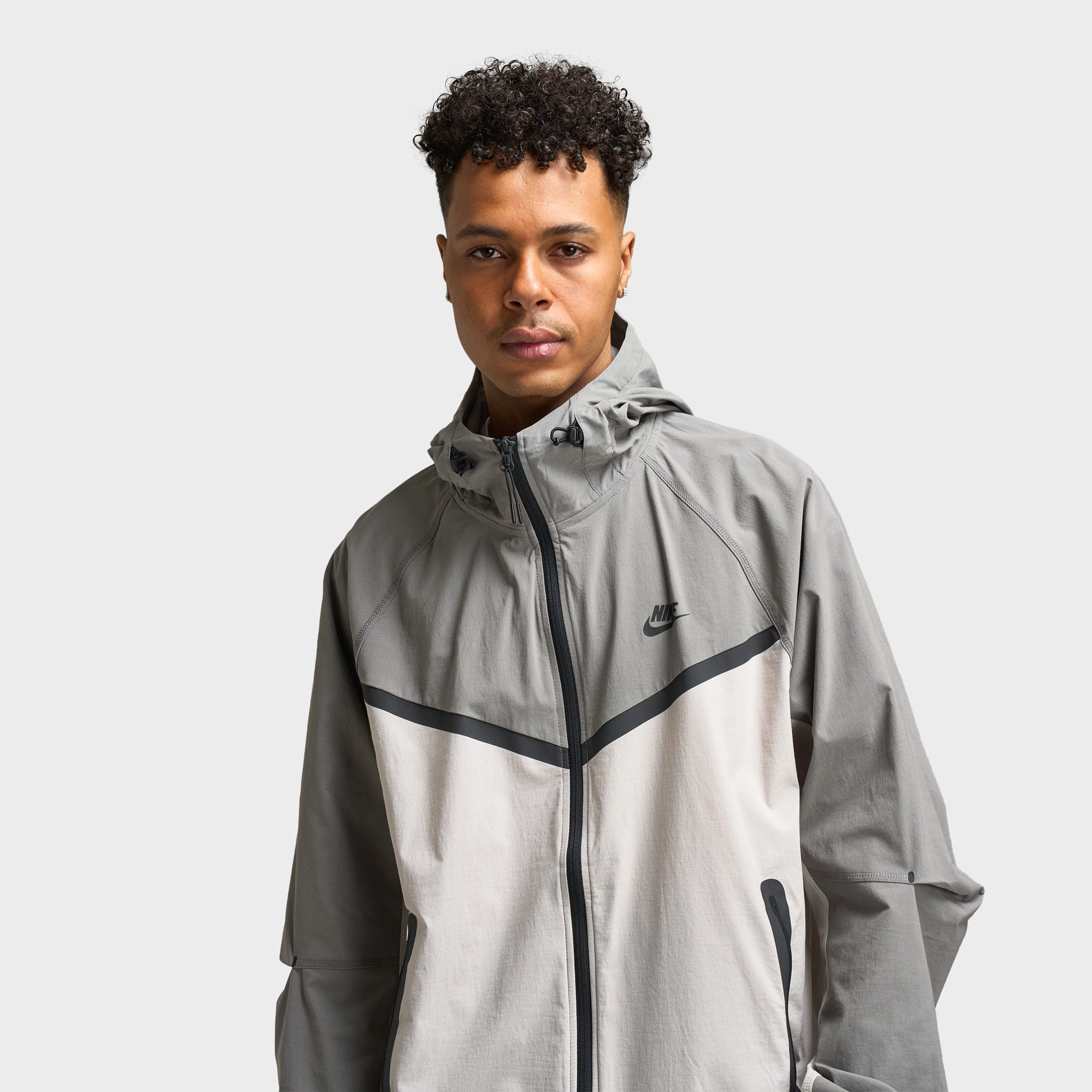 Nike Tech Woven Full Zip Windrunner Jacket Light Iron Ore / Flat Pewter - Black
