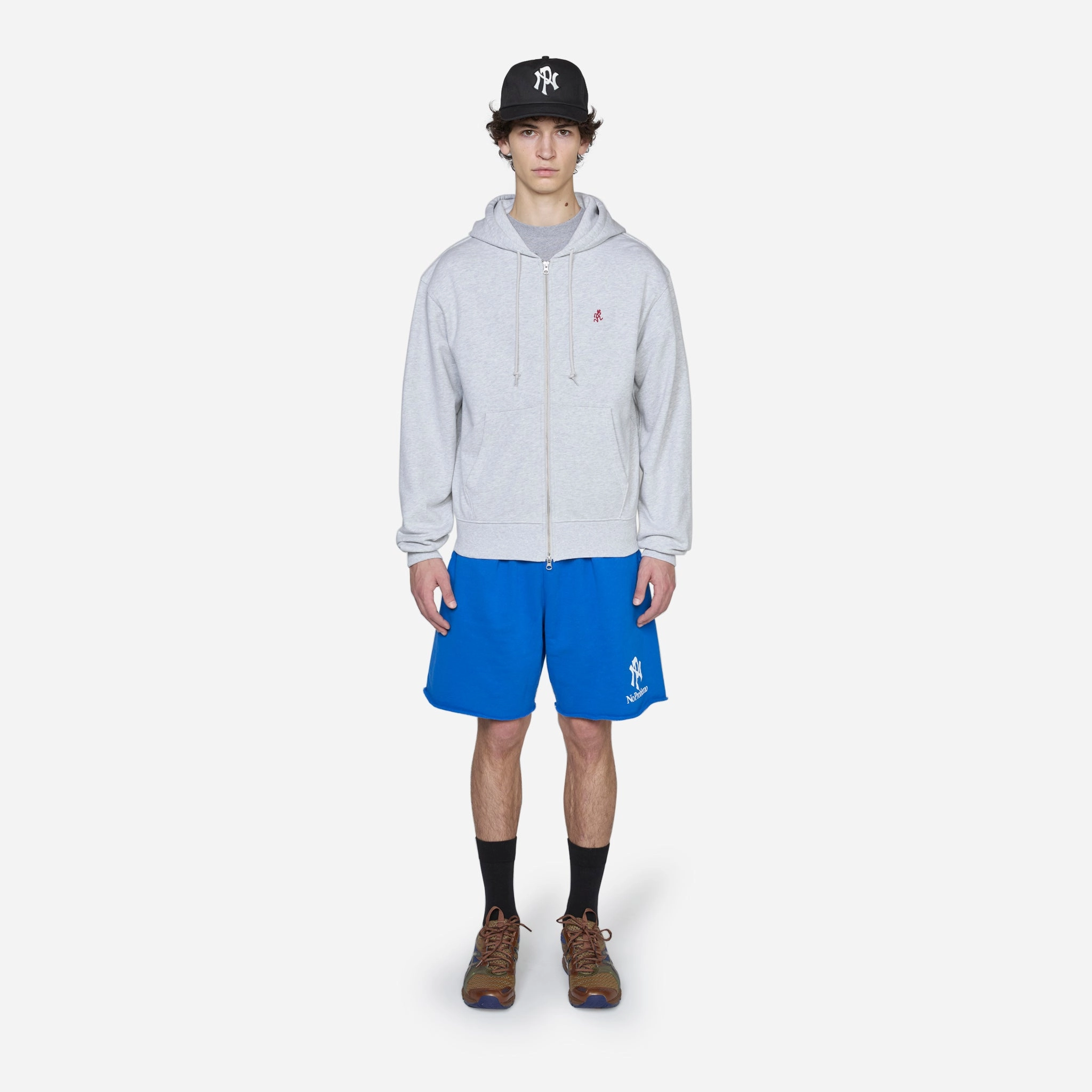 One Point Zip Hooded Sweatshirt Heather Ash