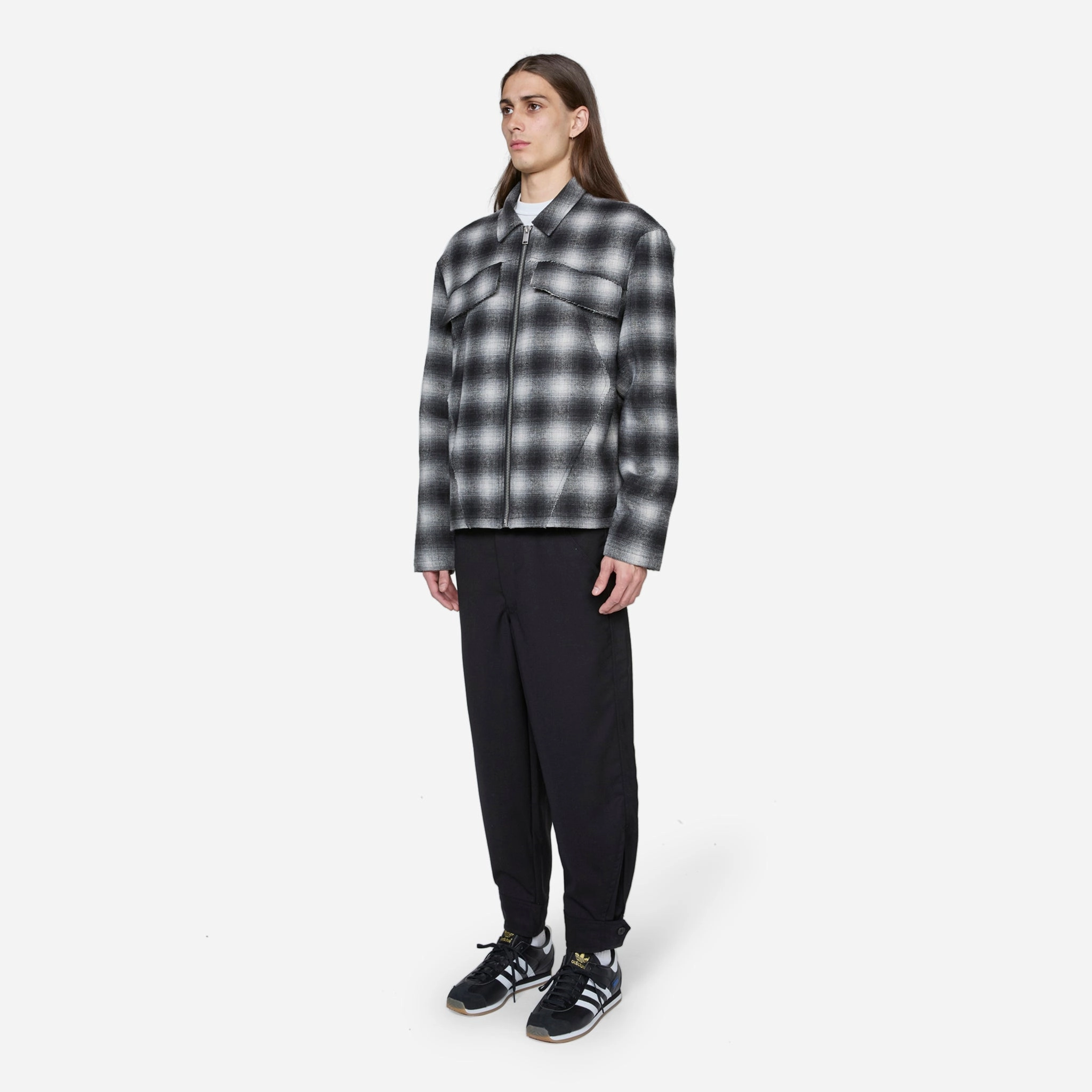 Padded Checked Overshirt Dark Grey