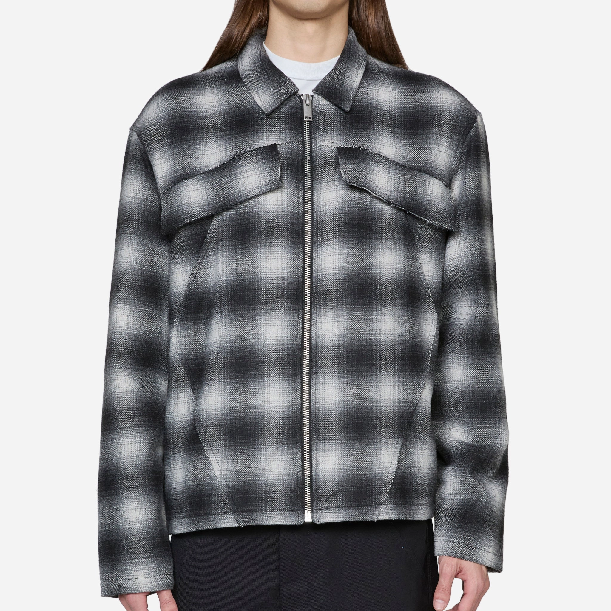 Padded Checked Overshirt Dark Grey