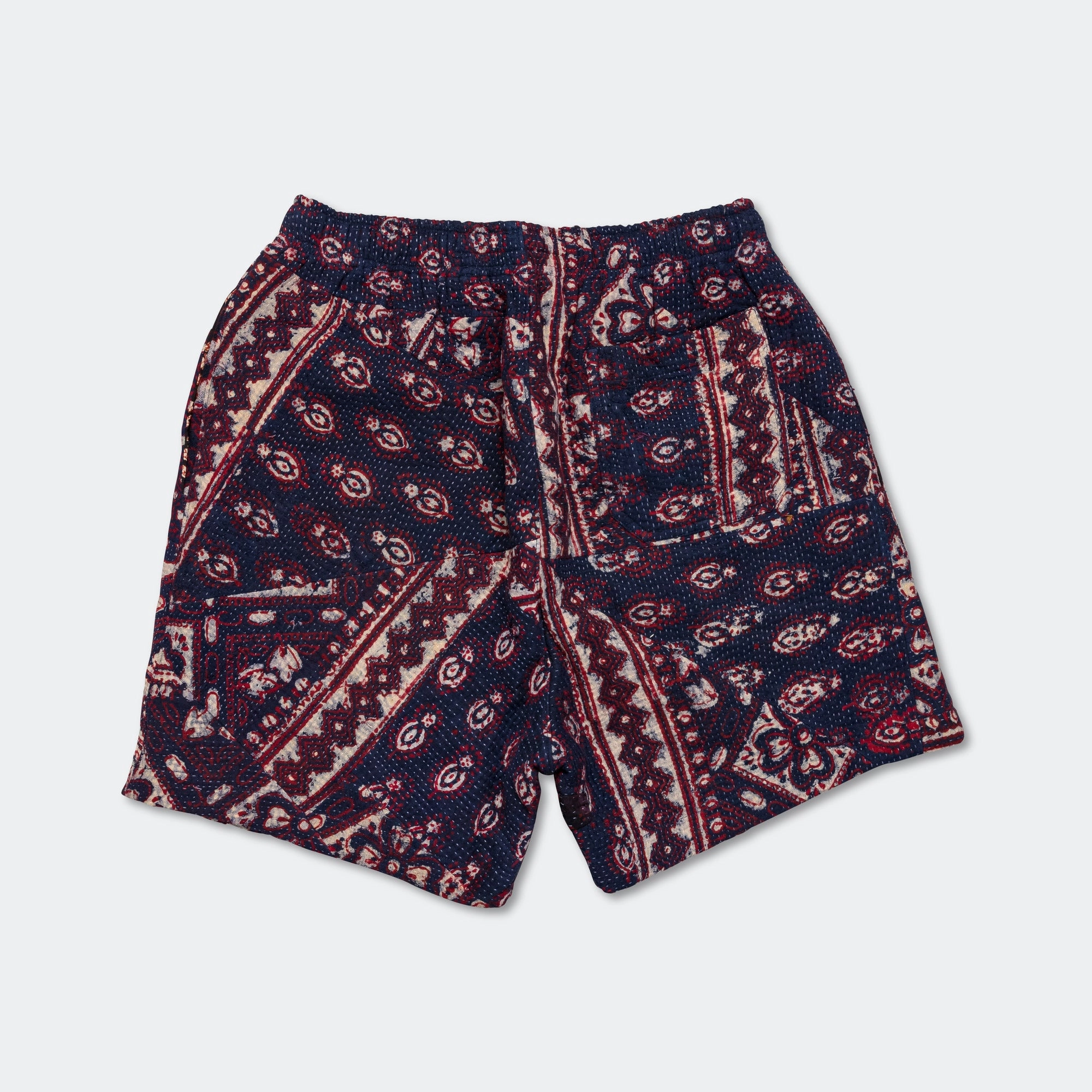 Patchwork Shorts - Vintage Kantha Quilt Indigo/White