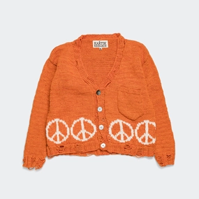 Peace Cardigan - Orange/White