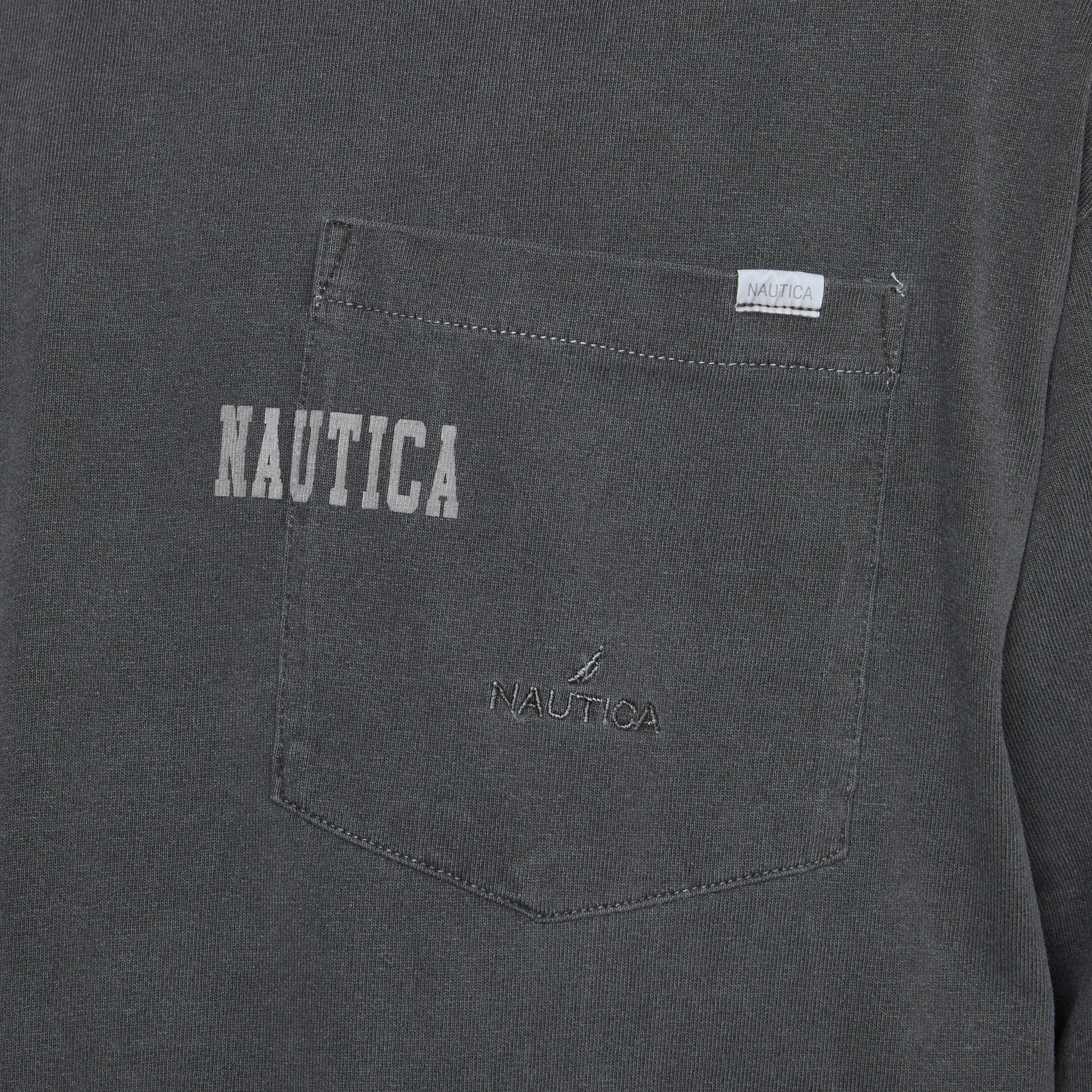 Pigment Dyed Hidden Logo Longsleeve T-Shirt Charcoal